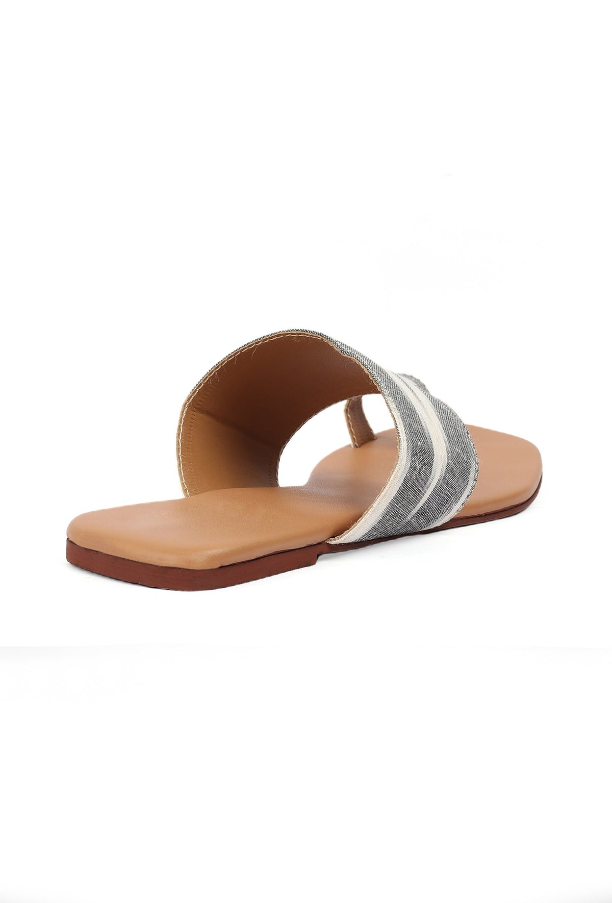 Grey, White & Tawny Brown Ikat One Toe Cruelty Free Leather Flats サイズ EU38