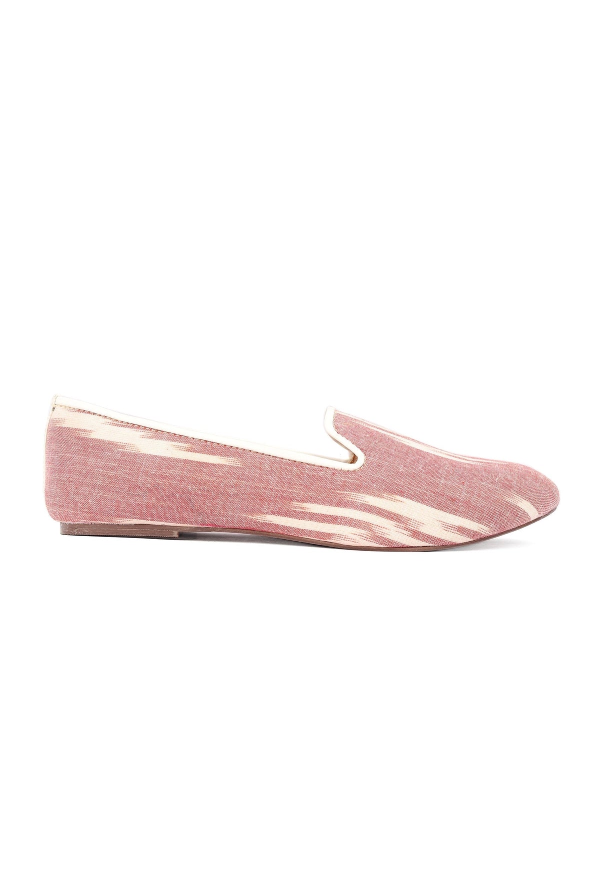 Salmon Pink & Tawny Brown Ikat Flat Cruelty Free Leather Ballerina サイズ EU36
