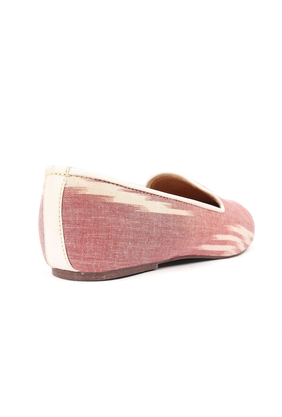 Salmon Pink & Tawny Brown Ikat Flat Cruelty Free Leather Ballerina サイズ EU38