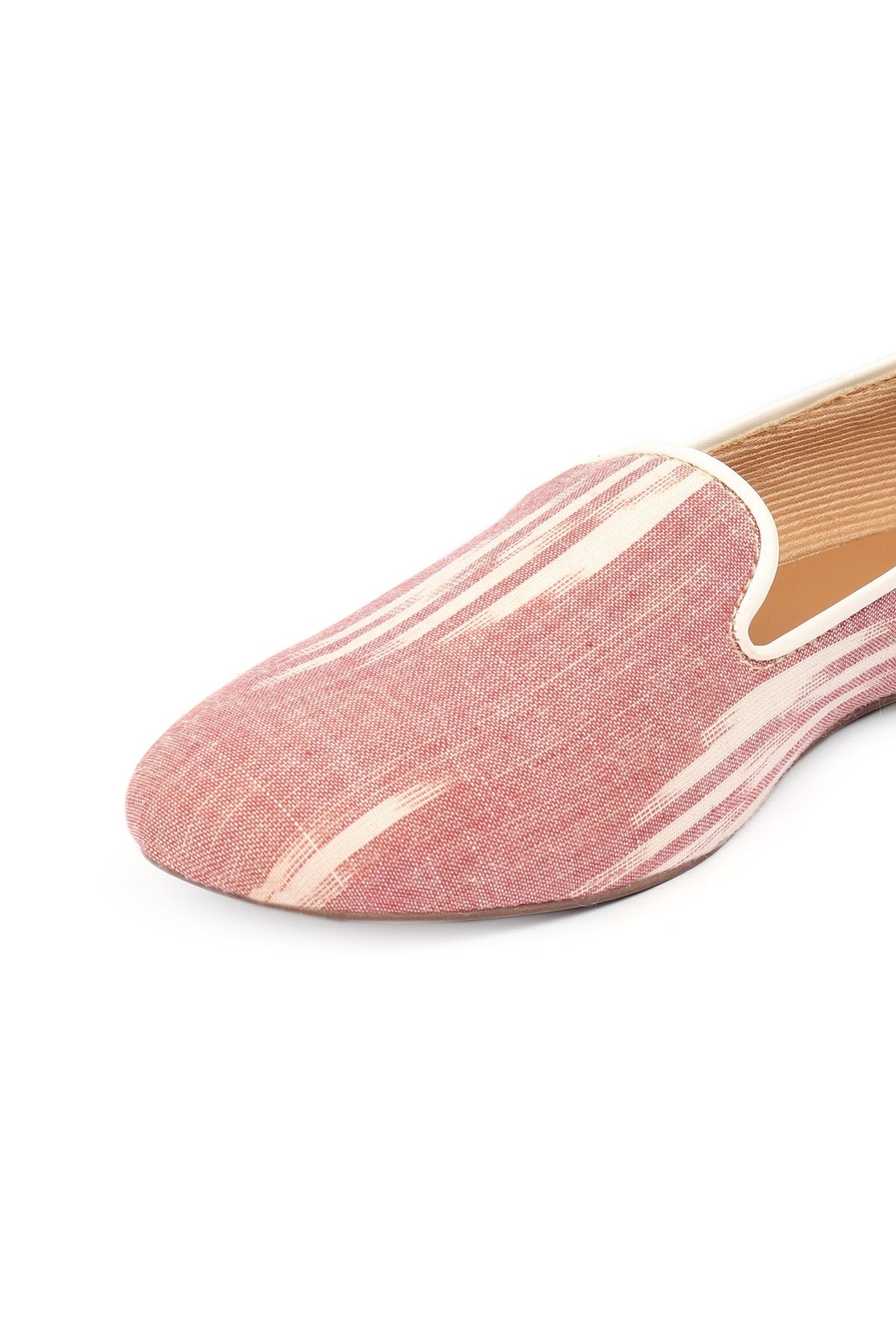 Salmon Pink & Tawny Brown Ikat Flat Cruelty Free Leather Ballerina サイズ EU38