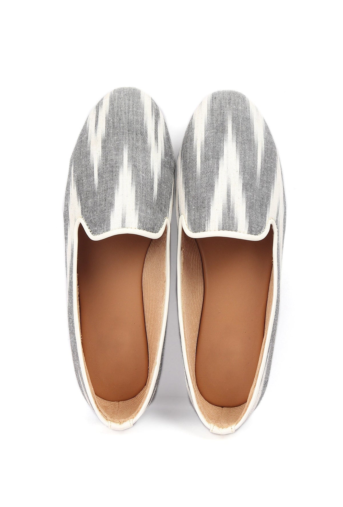 Fossil Grey & Tawny Brown Ikat Flat Cruelty Free Leather Ballerina サイズ EU37