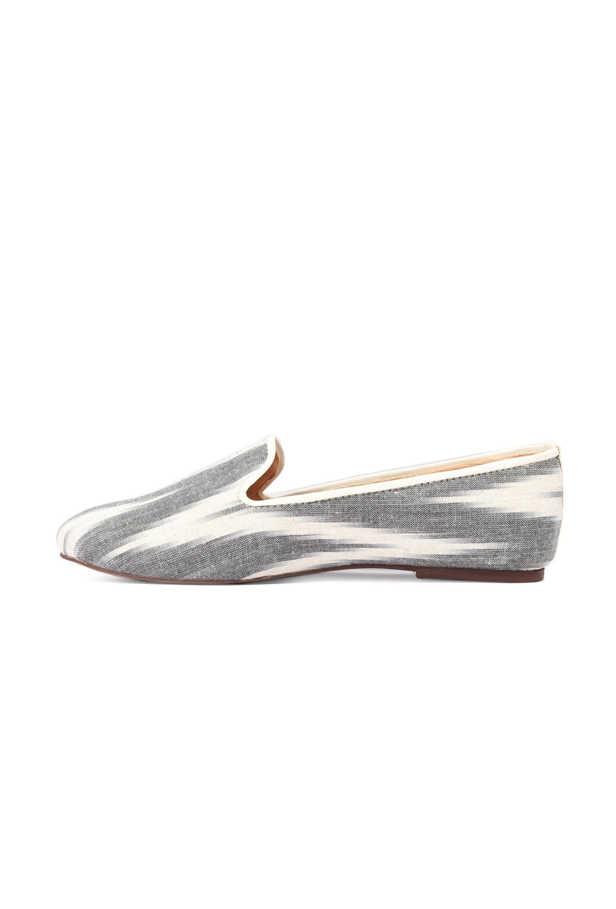 Fossil Grey & Tawny Brown Ikat Flat Cruelty Free Leather Ballerina サイズ EU39