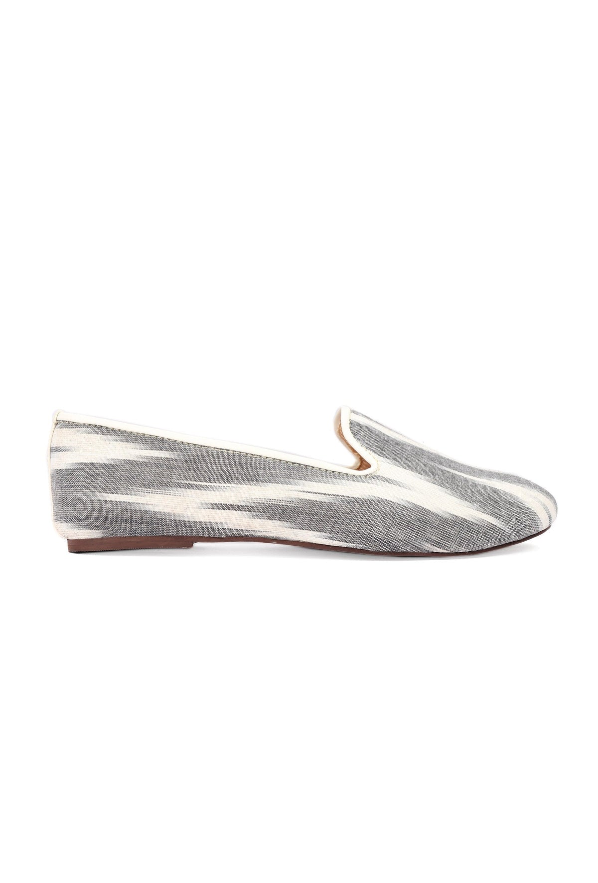 Fossil Grey & Tawny Brown Ikat Flat Cruelty Free Leather Ballerina サイズ EU42