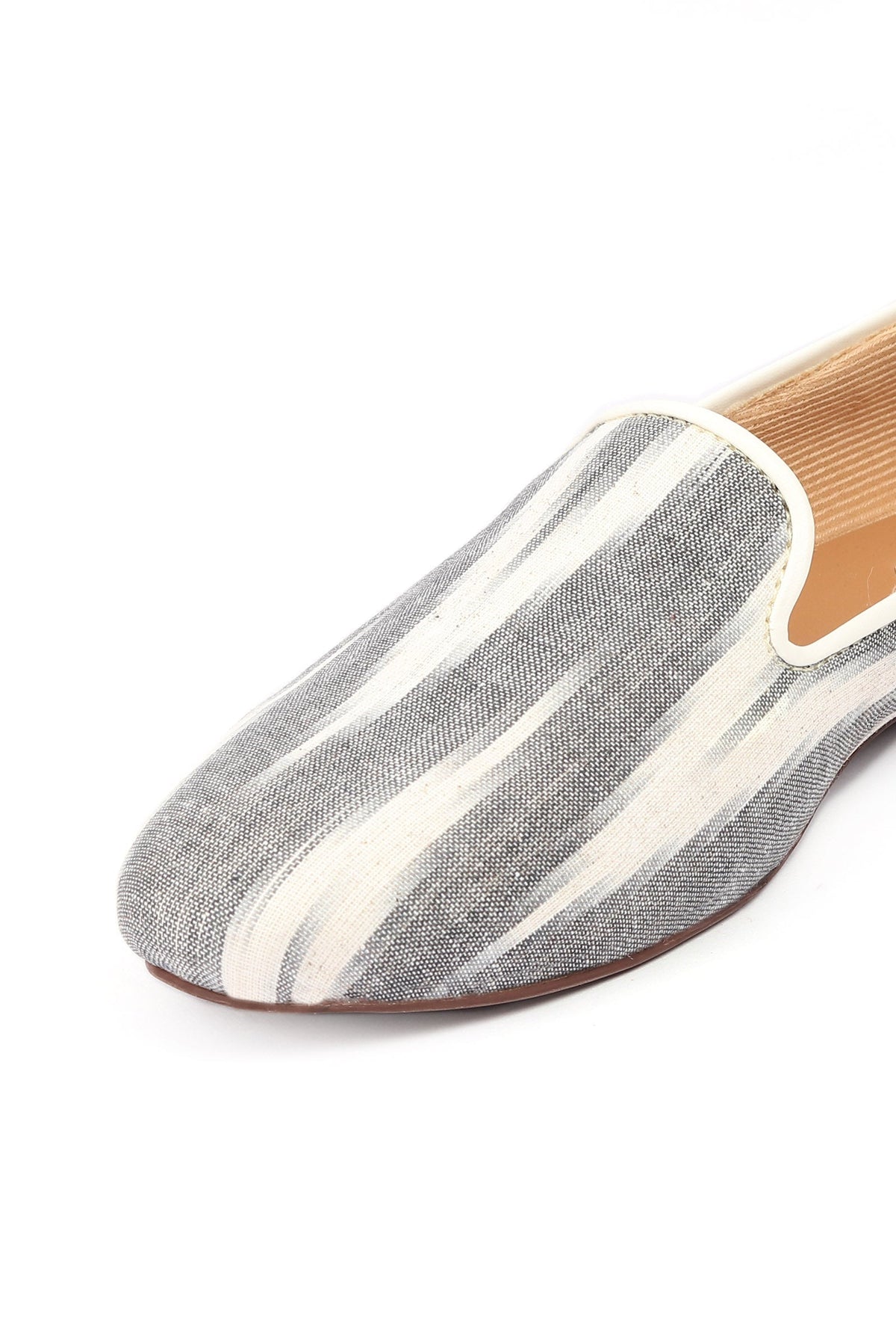 Fossil Grey & Tawny Brown Ikat Flat Cruelty Free Leather Ballerina サイズ EU40