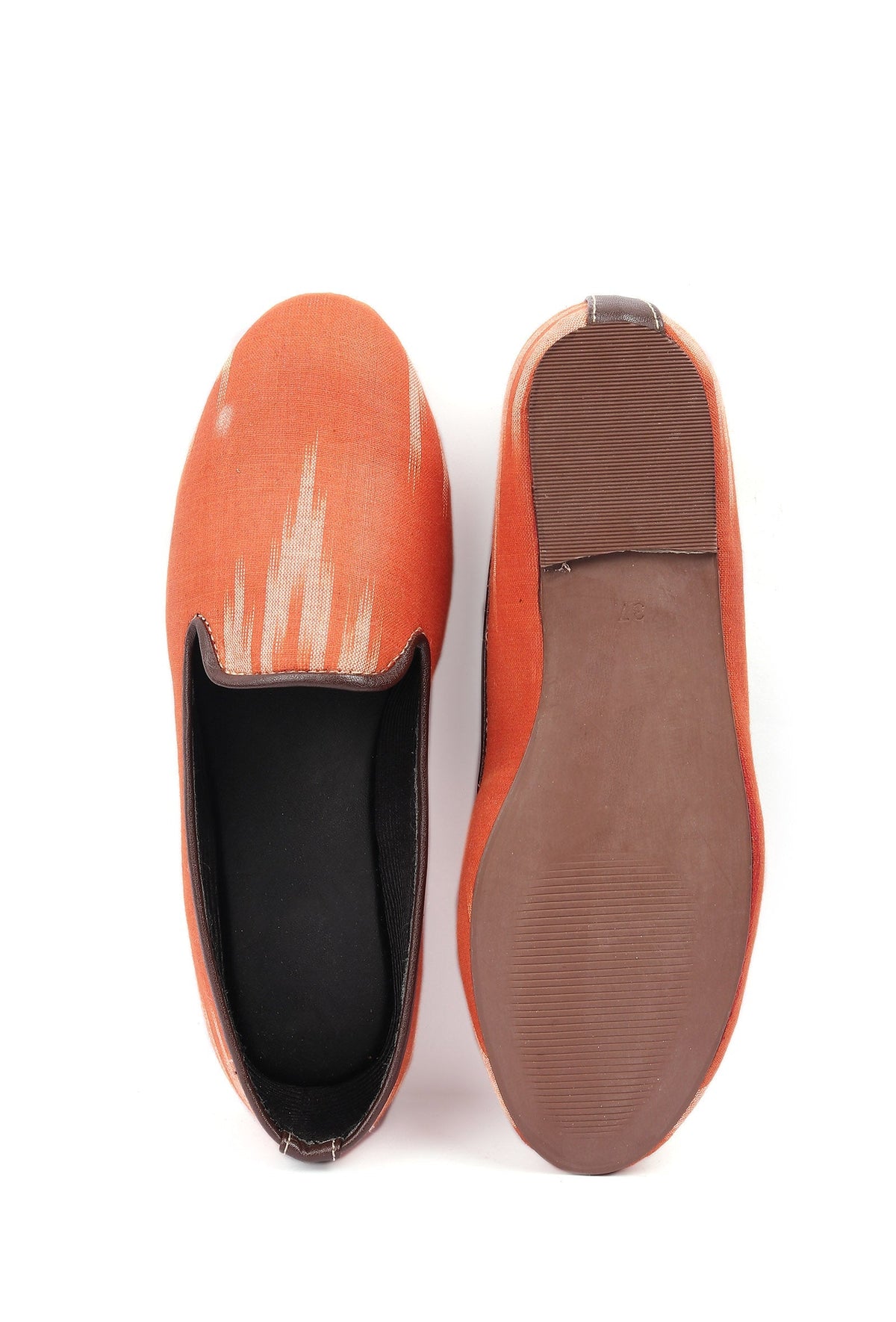 Black & Coral Pink Ikat Flat Cruelty Free Leather Ballerina サイズ EU35