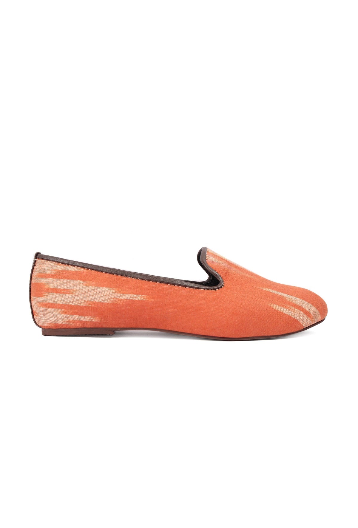 Black & Coral Pink Ikat Flat Cruelty Free Leather Ballerina サイズ EU41