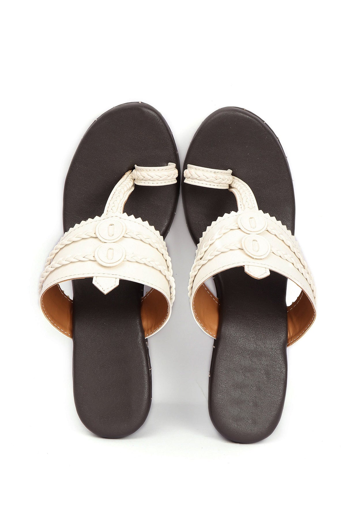 Iya White & Black Braided & Fringed One Toe Wedges サイズ EU38