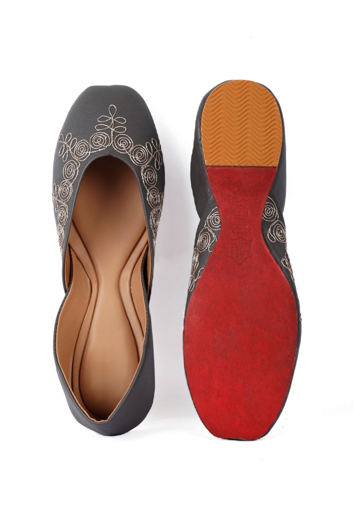 Aurora Grey Dori Zari Embroidered Jutti サイズ EU38
