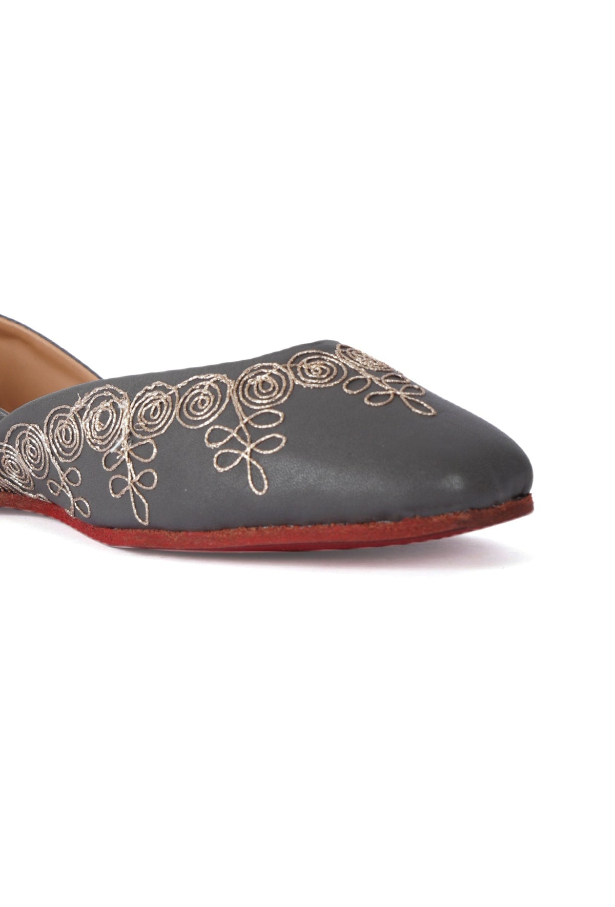Aurora Grey Dori Zari Embroidered Jutti サイズ EU41