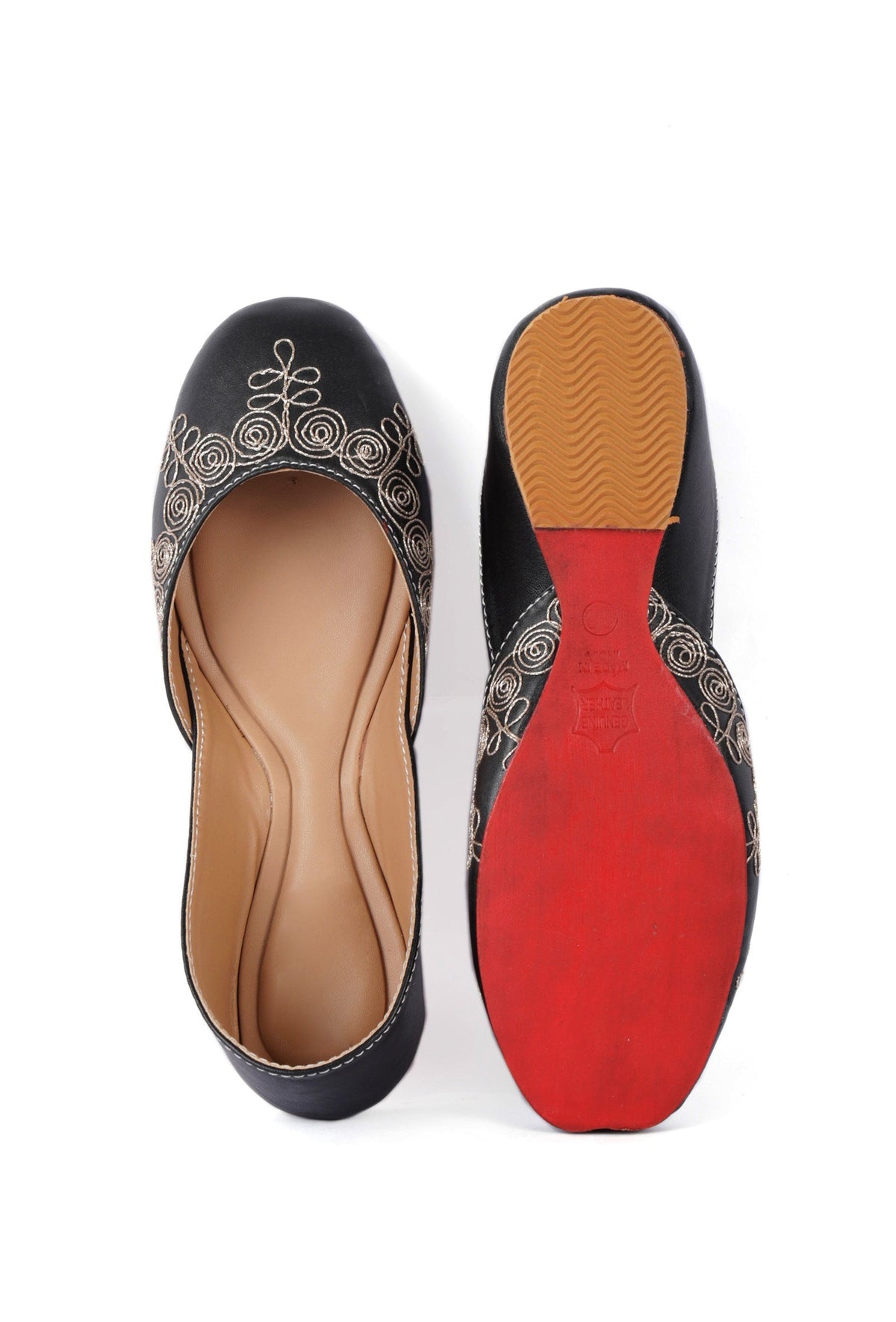 Amaya Black Dori Zari Embroidered Jutti サイズ EU36