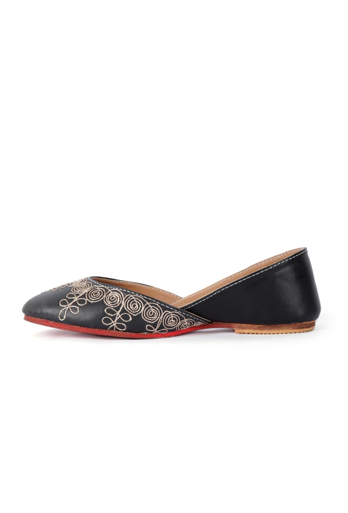 Amaya Black Dori Zari Embroidered Jutti サイズ EU42