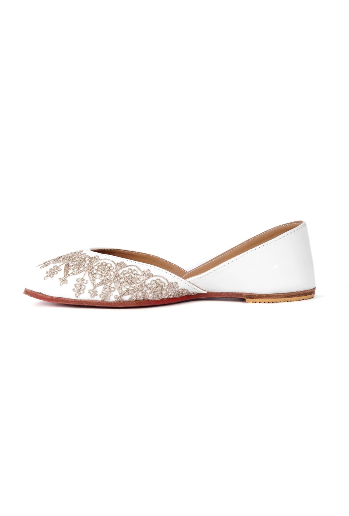 Aasna White Dori Zari Embroidered Jutti サイズ EU35