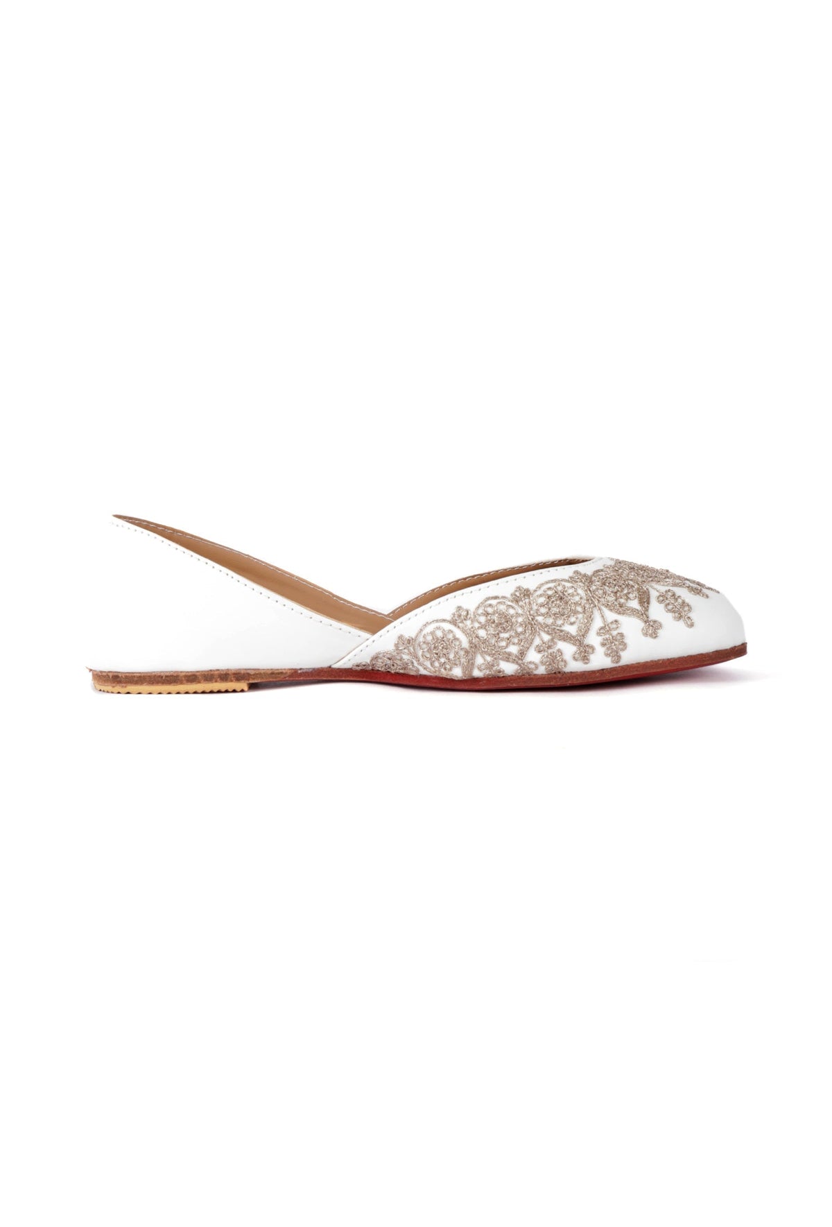 Aasna White Dori Zari Embroidered Jutti サイズ EU35
