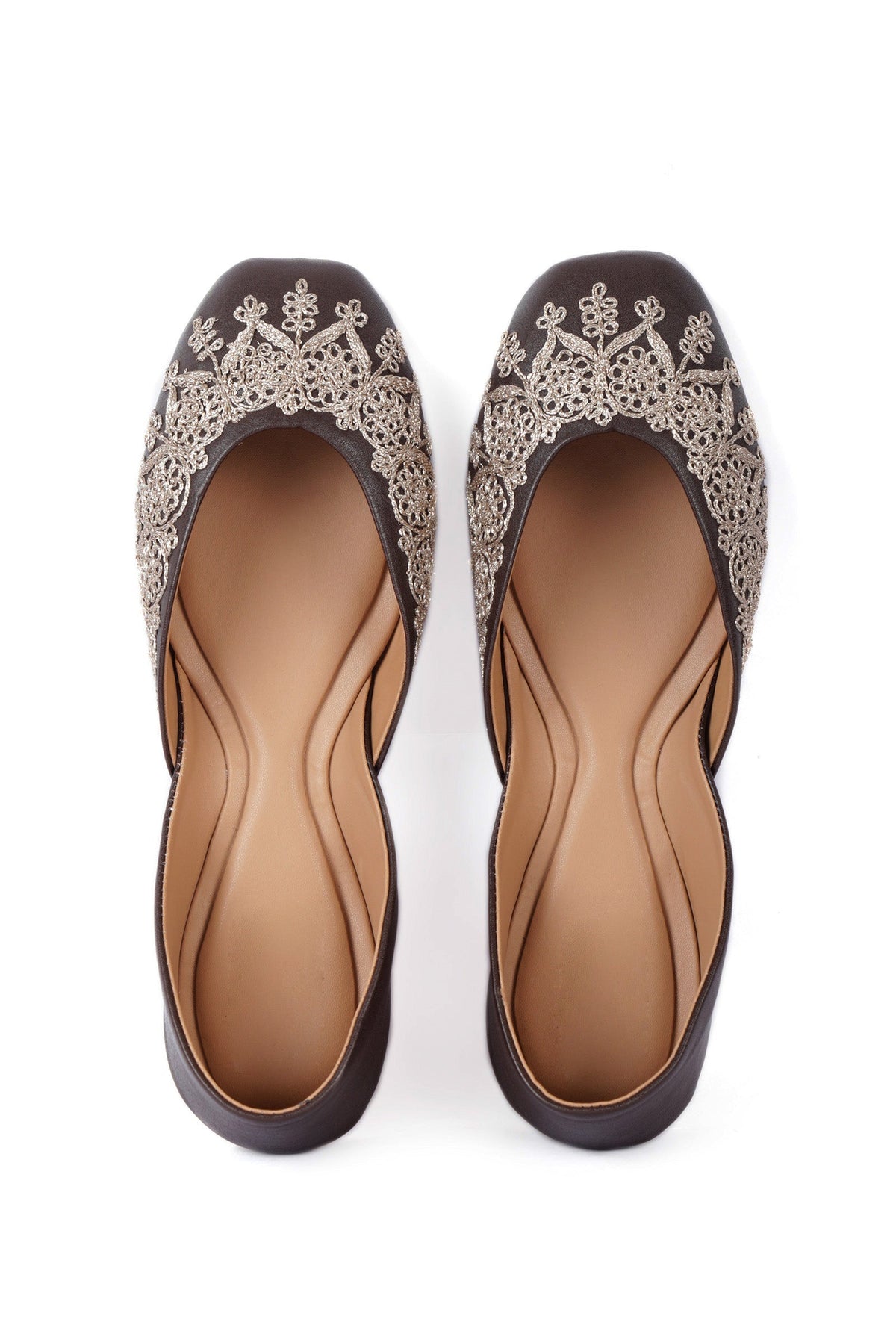 Tahira Grey Dori Zari Embroidered Jutti サイズ EU38