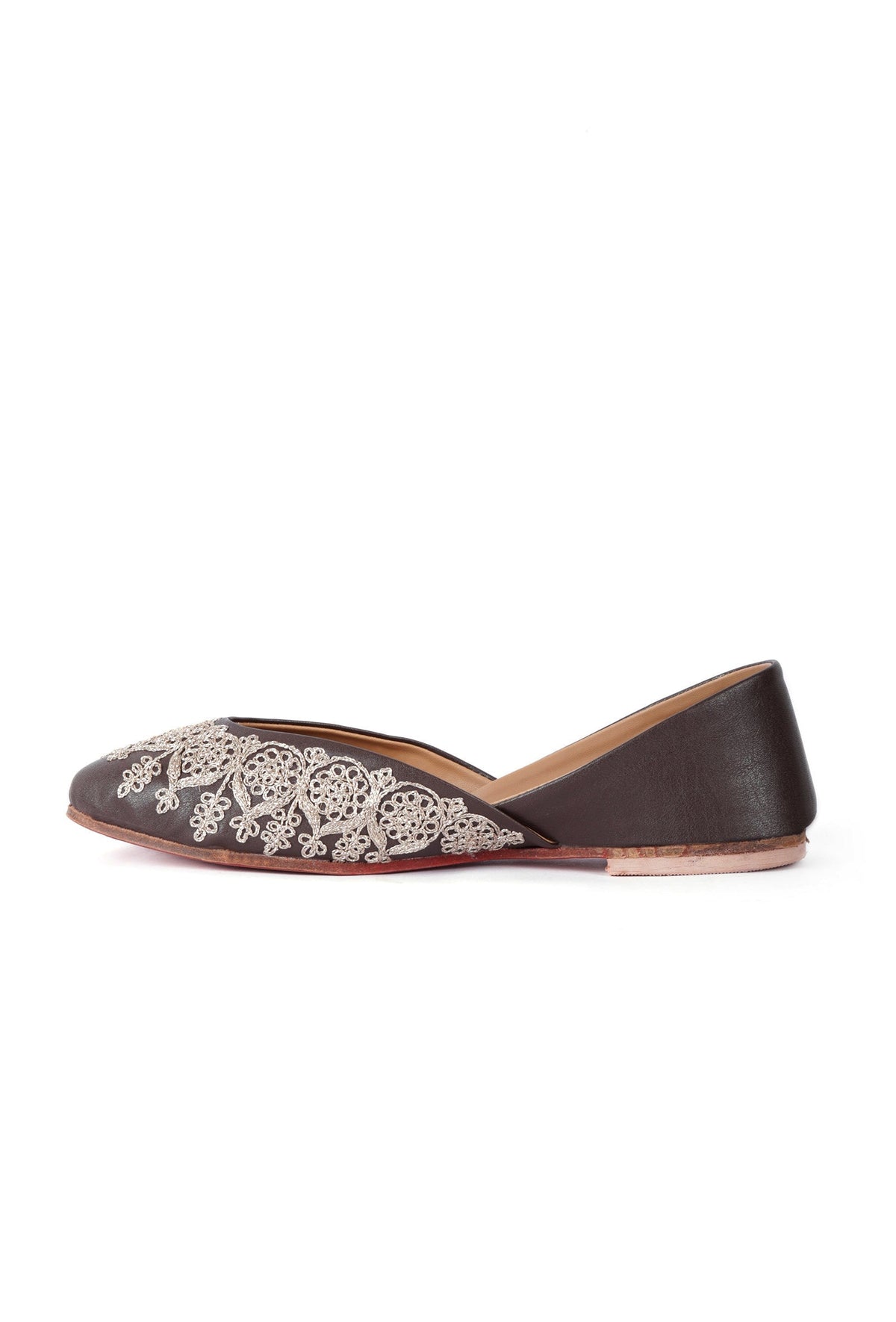 Tahira Grey Dori Zari Embroidered Jutti サイズ EU37