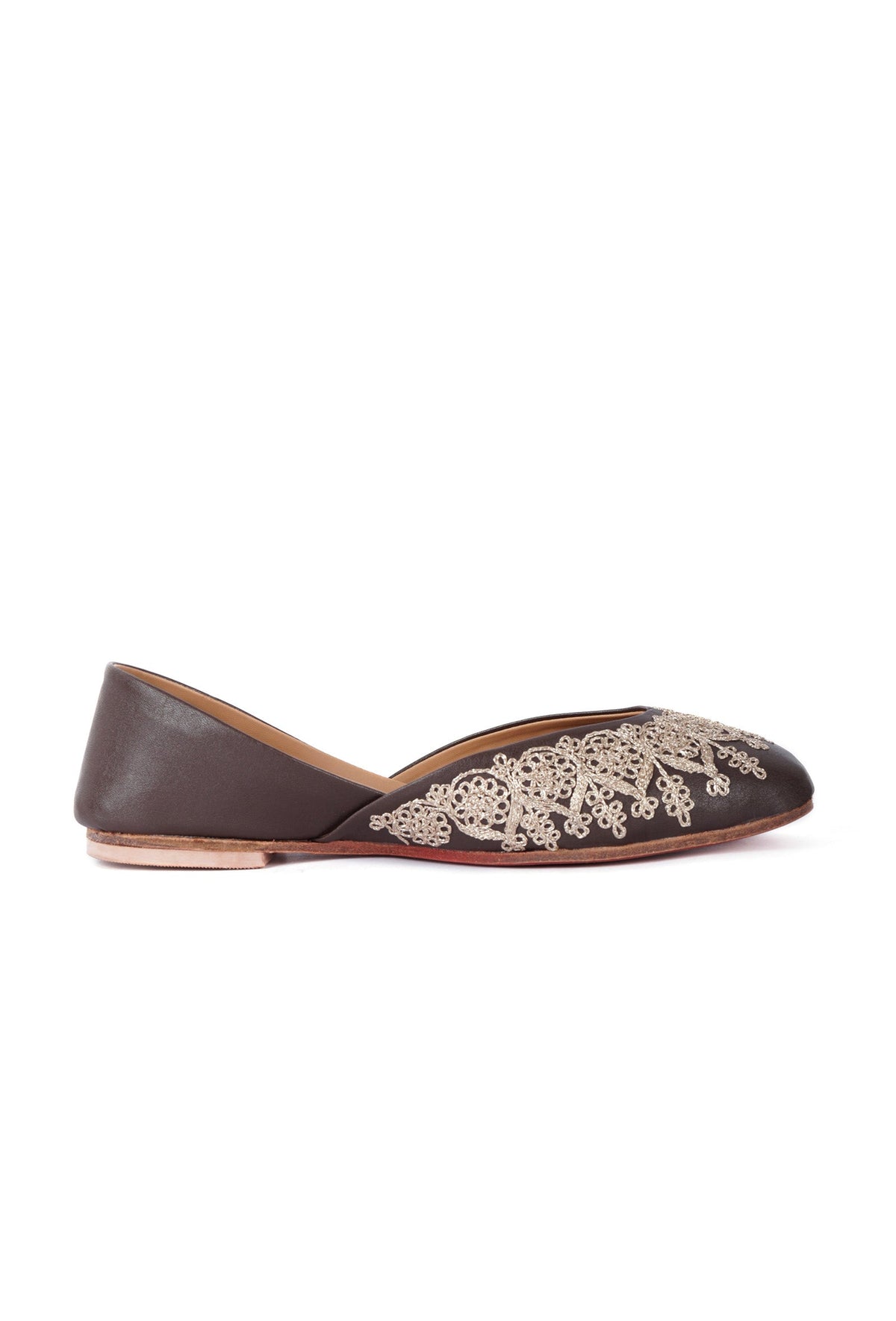 Tahira Grey Dori Zari Embroidered Jutti サイズ EU39