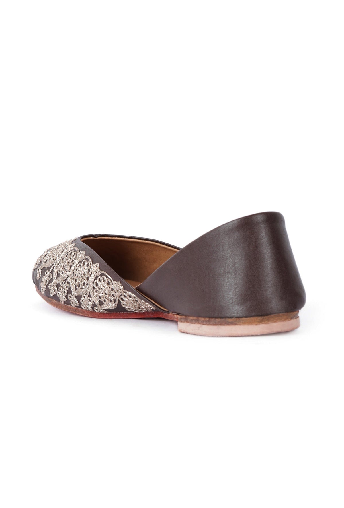 Tahira Grey Dori Zari Embroidered Jutti サイズ EU36