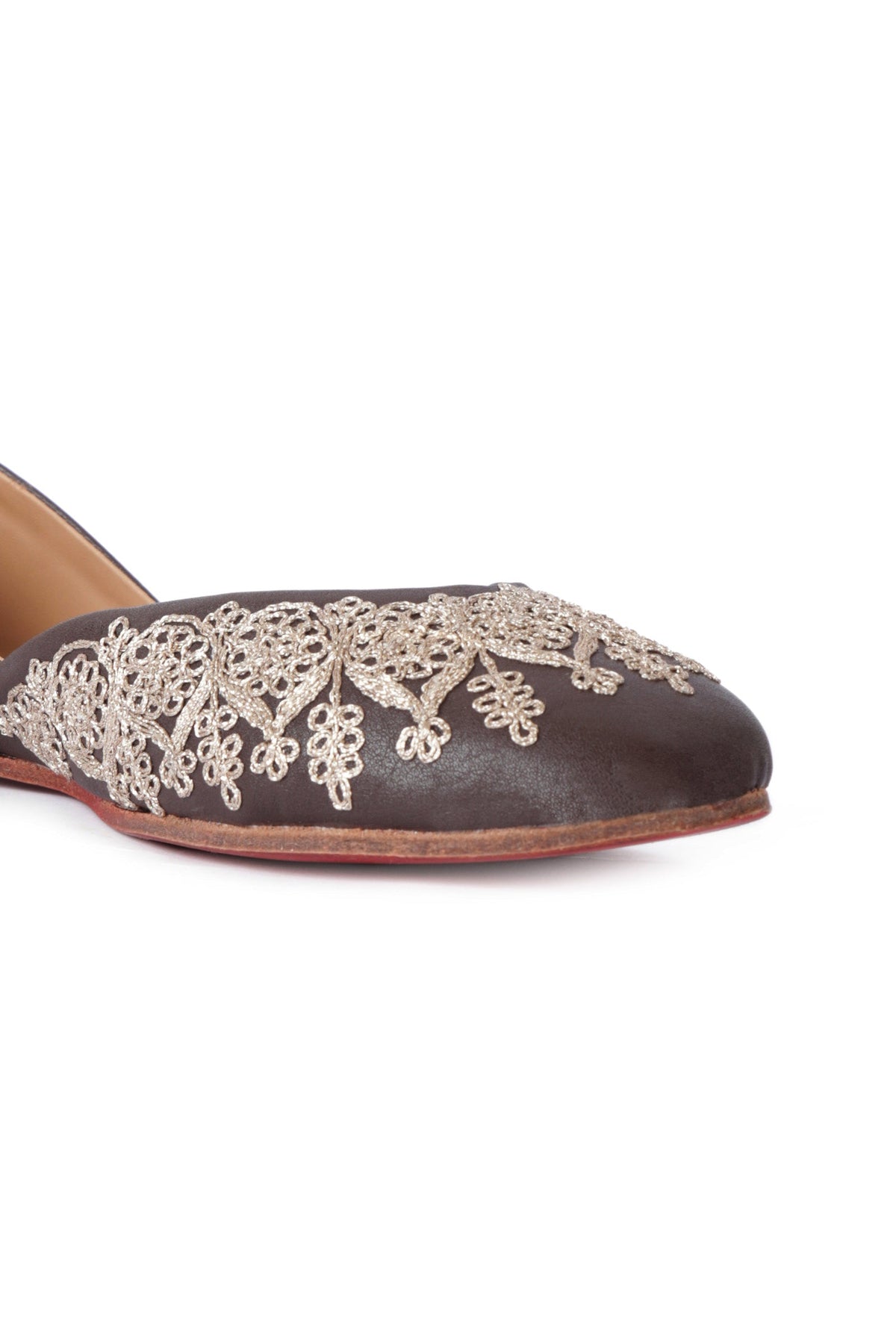 Tahira Grey Dori Zari Embroidered Jutti サイズ EU42