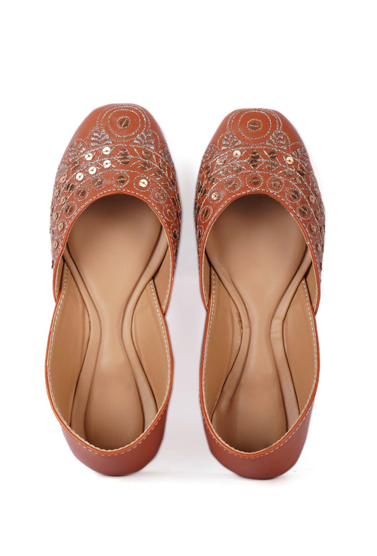 Tayla Orange Dori Zari Embroidered Jutti サイズ EU38