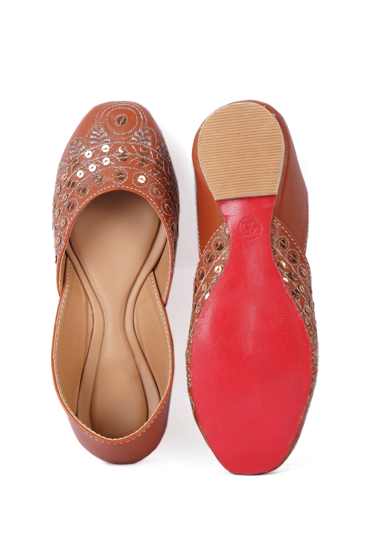 Tayla Orange Dori Zari Embroidered Jutti サイズ EU40