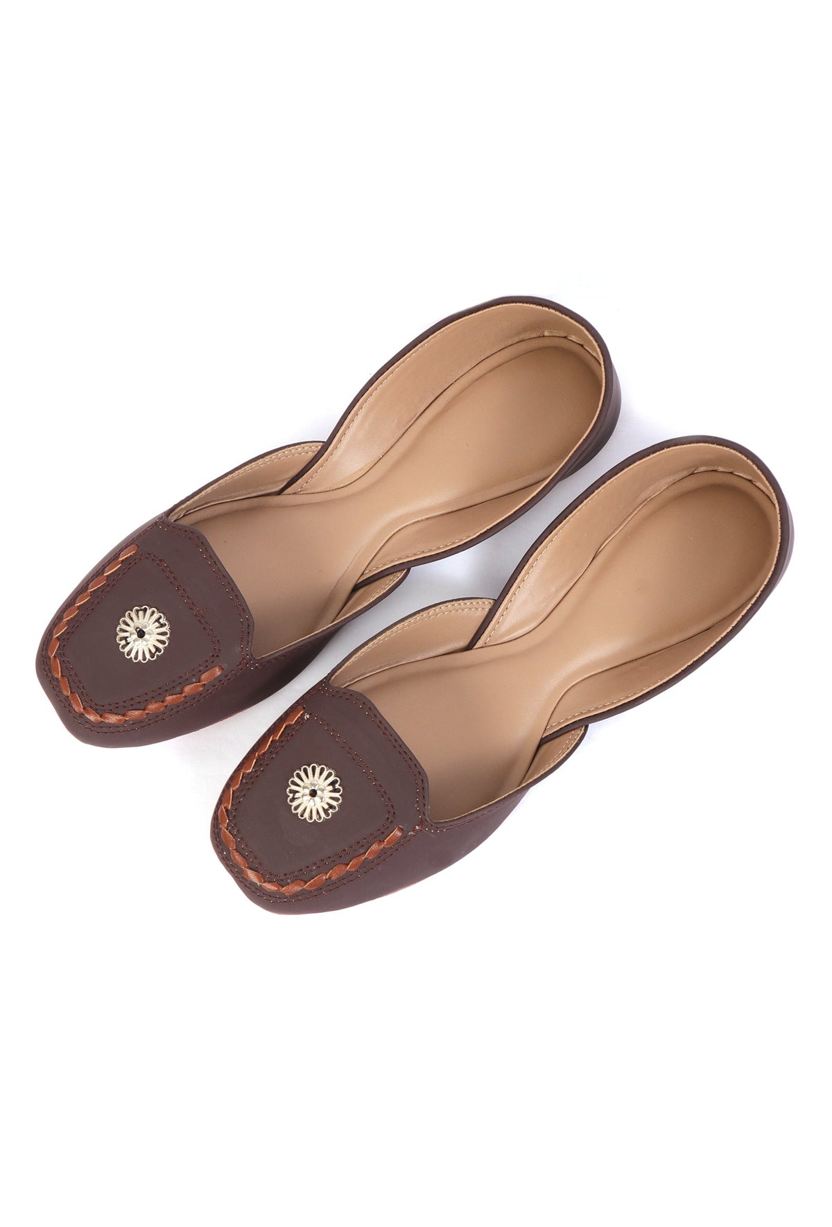 Brown Jutti with German Silver Charm and Handwork サイズ EU36