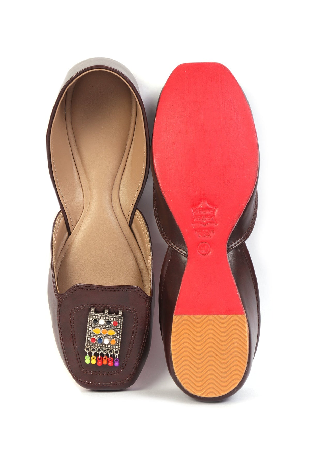 Dark Brown Jutti with German Silver Accents サイズ EU38
