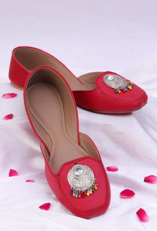 Cherry Red Jutti with Multicolor German Silver Accents サイズ EU40