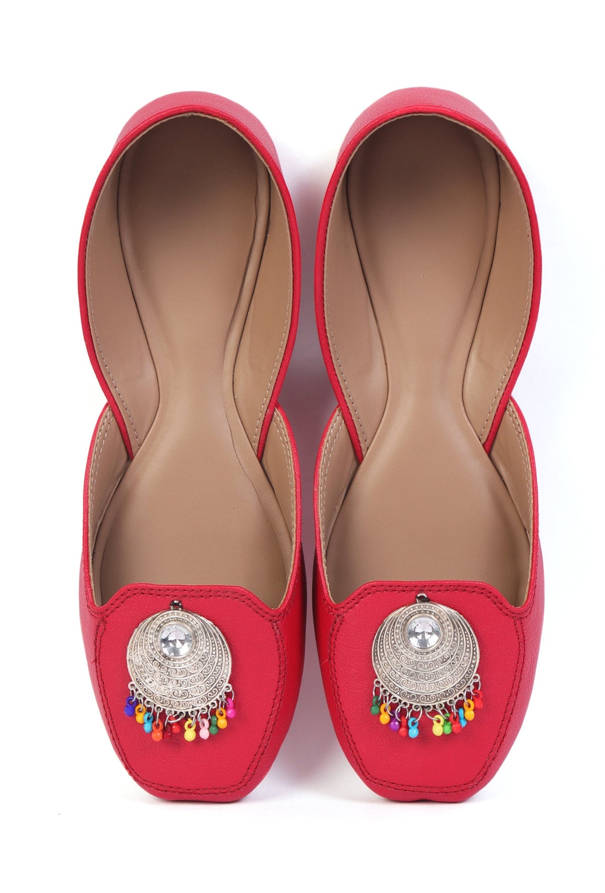 Cherry Red Jutti with Multicolor German Silver Accents サイズ EU40
