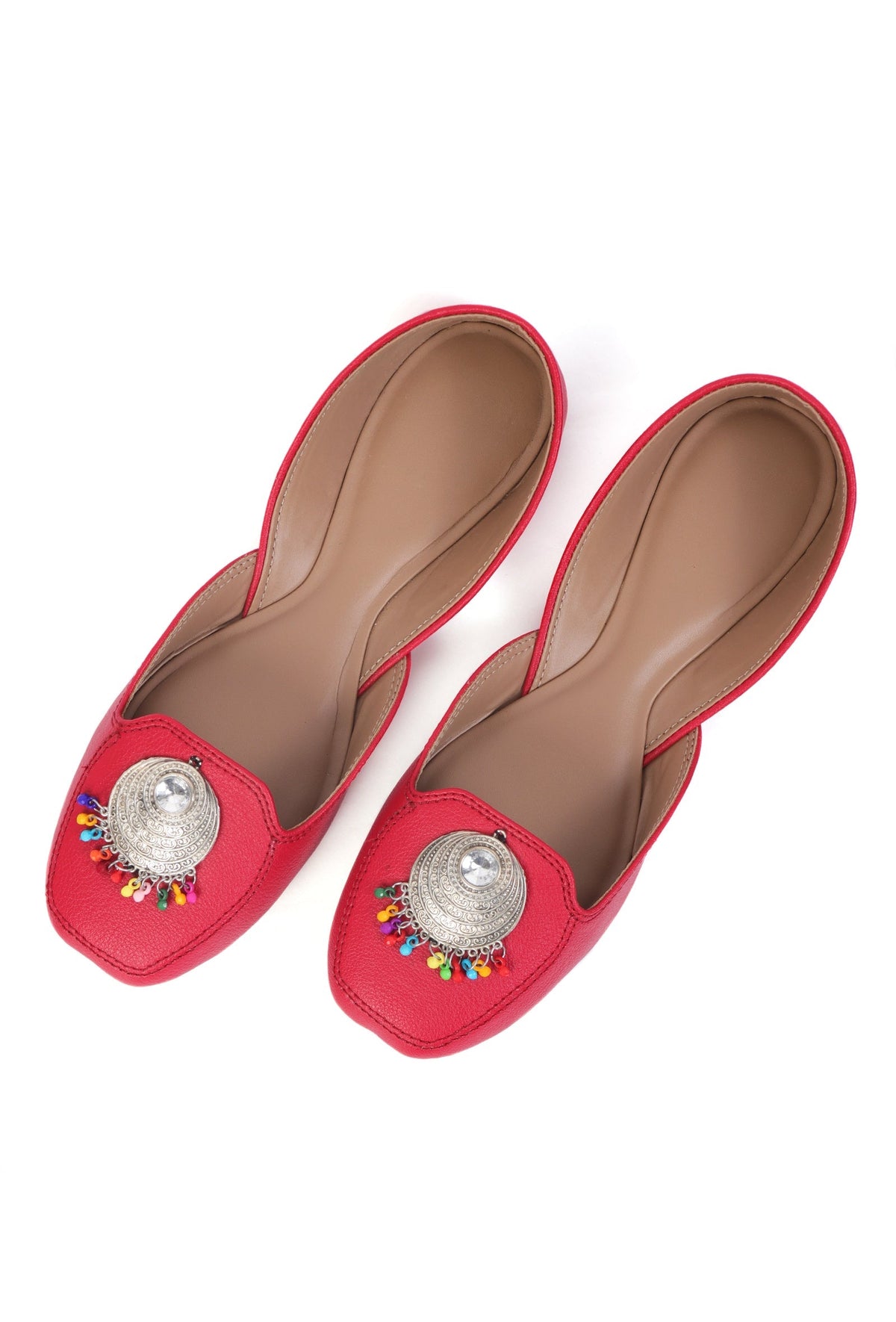 Cherry Red Jutti with Multicolor German Silver Accents サイズ EU40