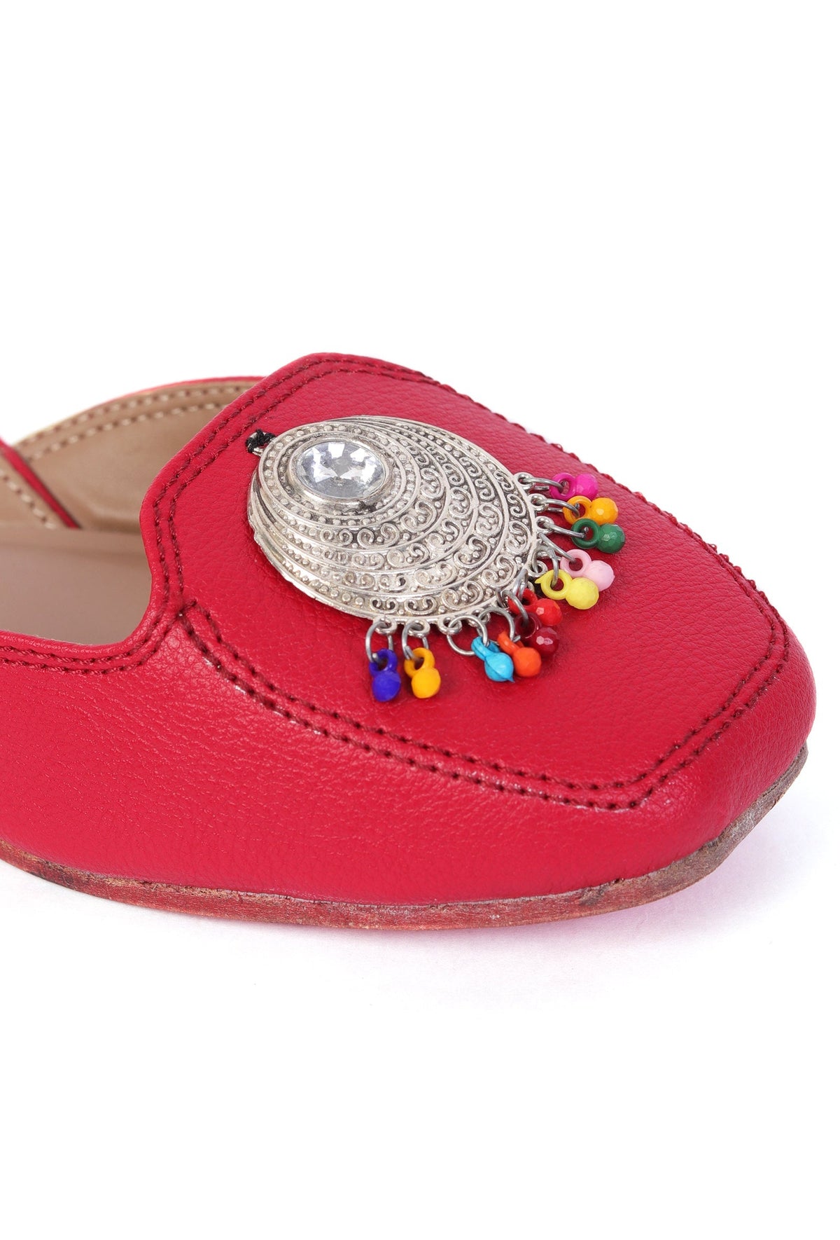 Cherry Red Jutti with Multicolor German Silver Accents サイズ EU40