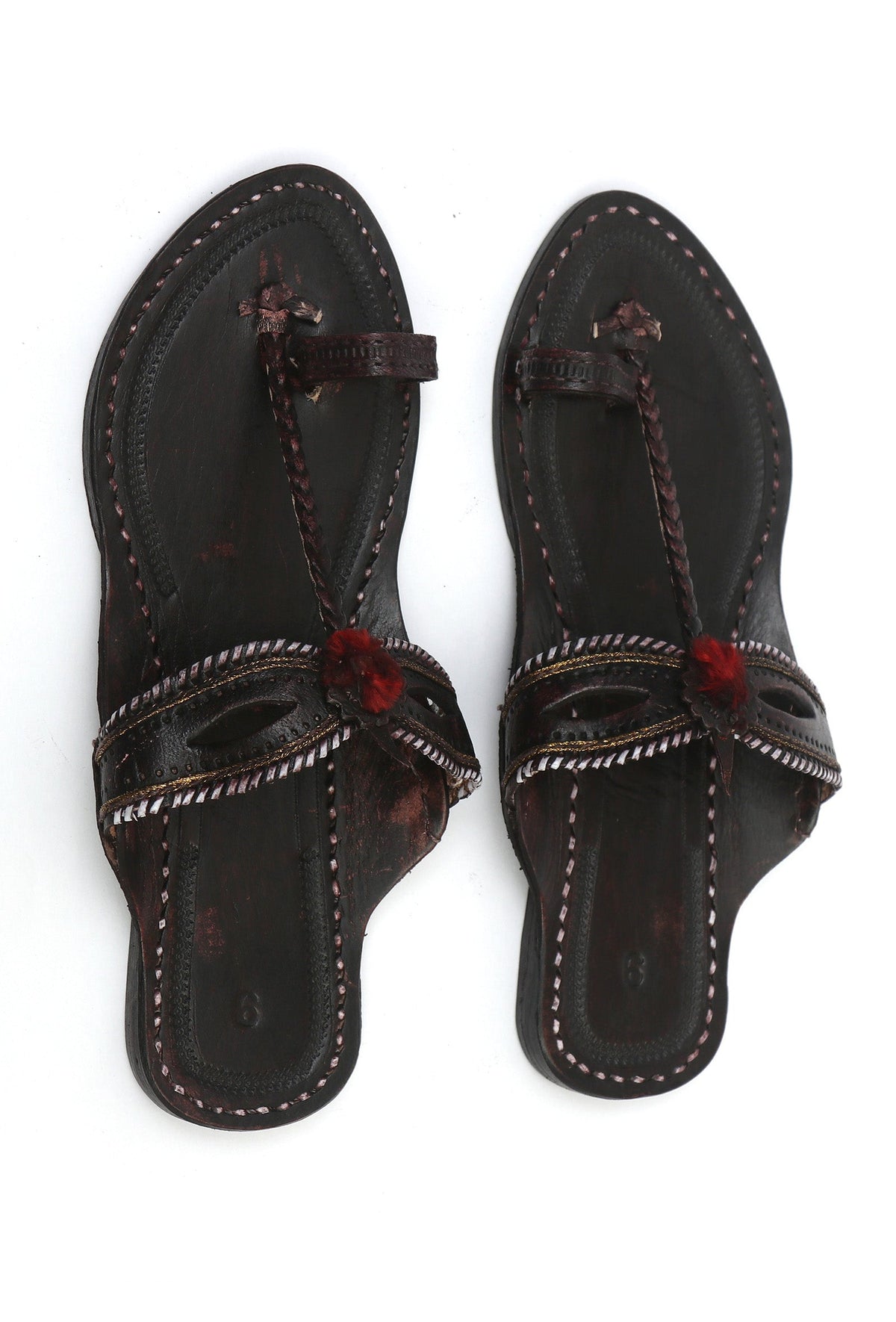 Raatrani Cruelty-Free Leather Kolhapuri Chappals for Women サイズ EU41