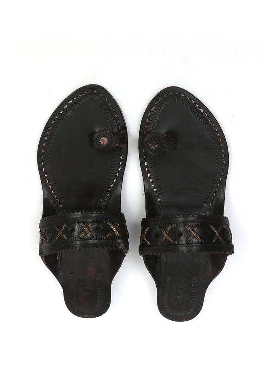 Chandralekha Gold Stitch Cruelty-Free Genuine Leather Kolhapuri サイズ EU38