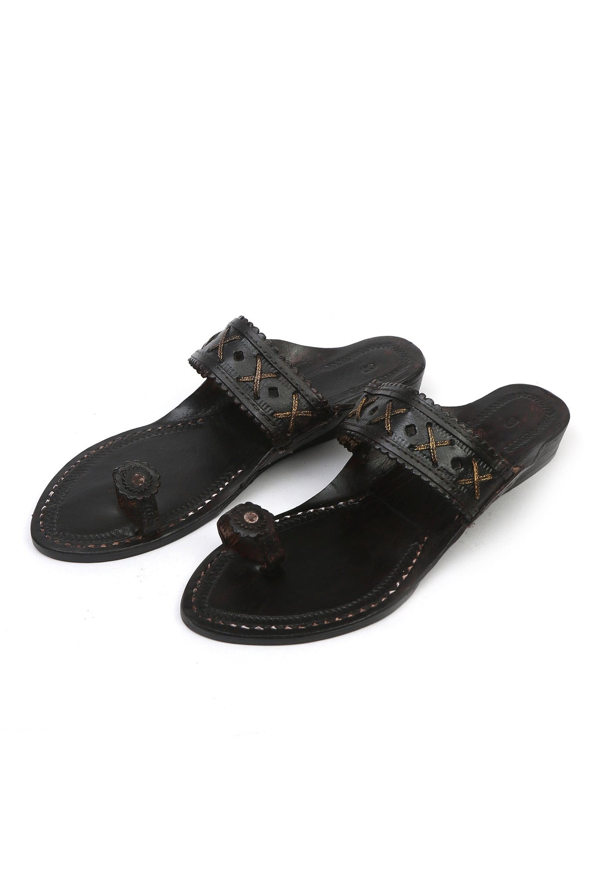 Chandralekha Gold Stitch Cruelty-Free Genuine Leather Kolhapuri サイズ EU43
