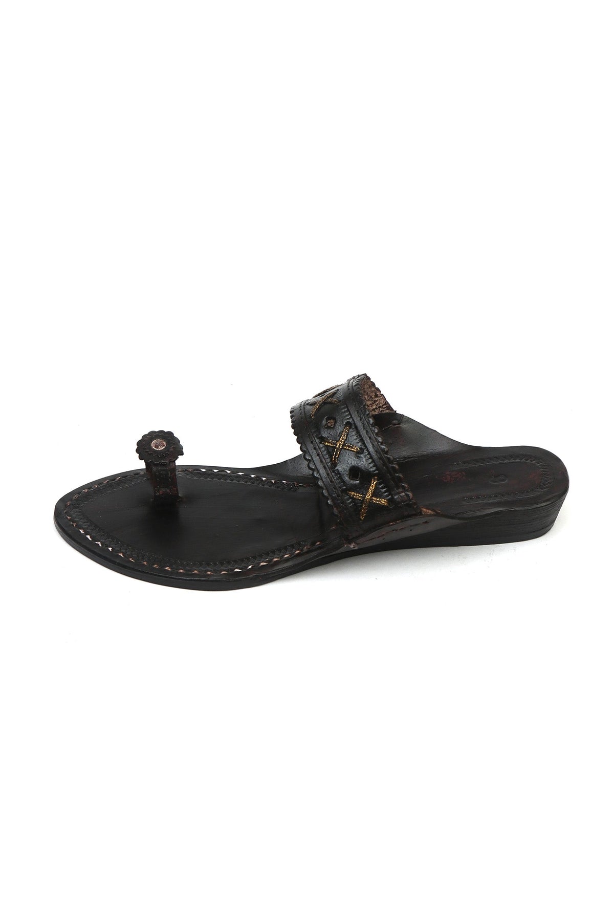 Chandralekha Gold Stitch Cruelty-Free Genuine Leather Kolhapuri サイズ EU42