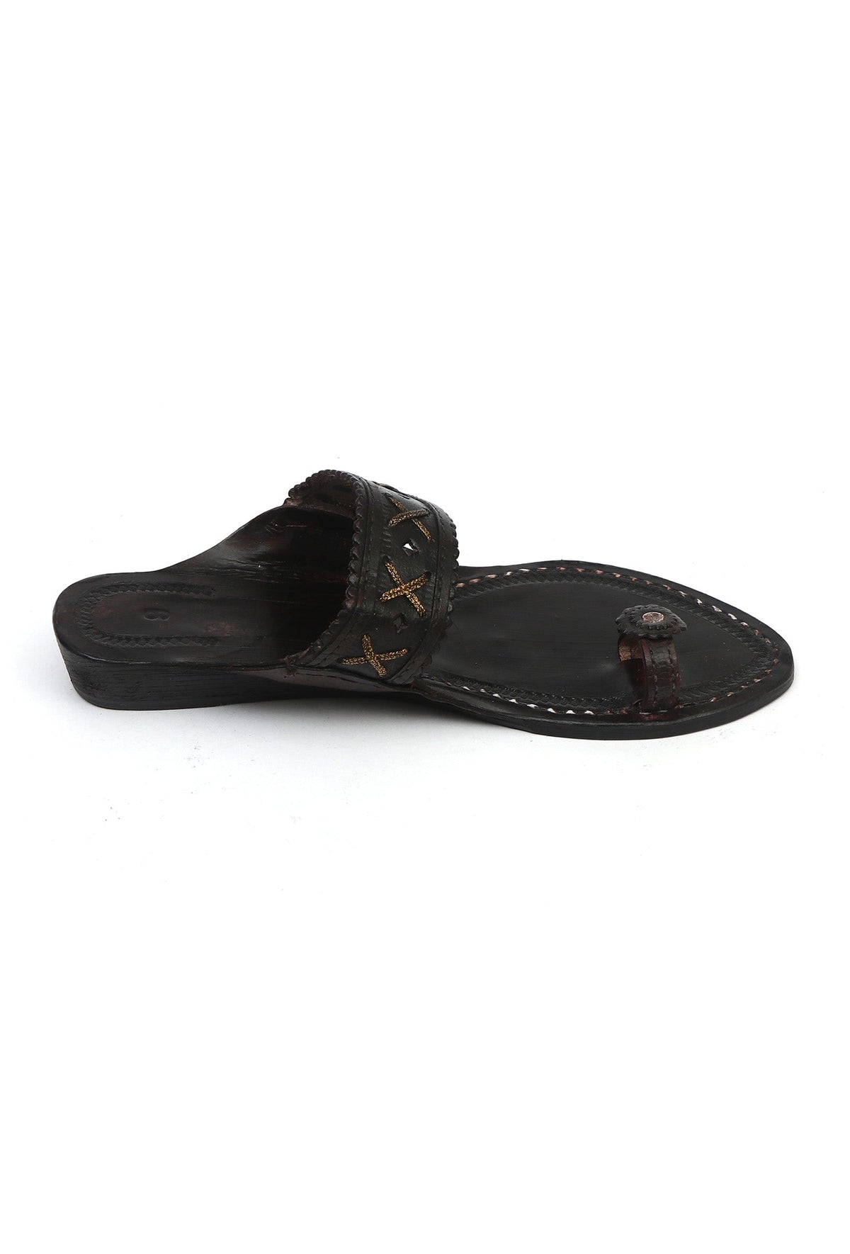 Chandralekha Gold Stitch Cruelty-Free Genuine Leather Kolhapuri サイズ EU43