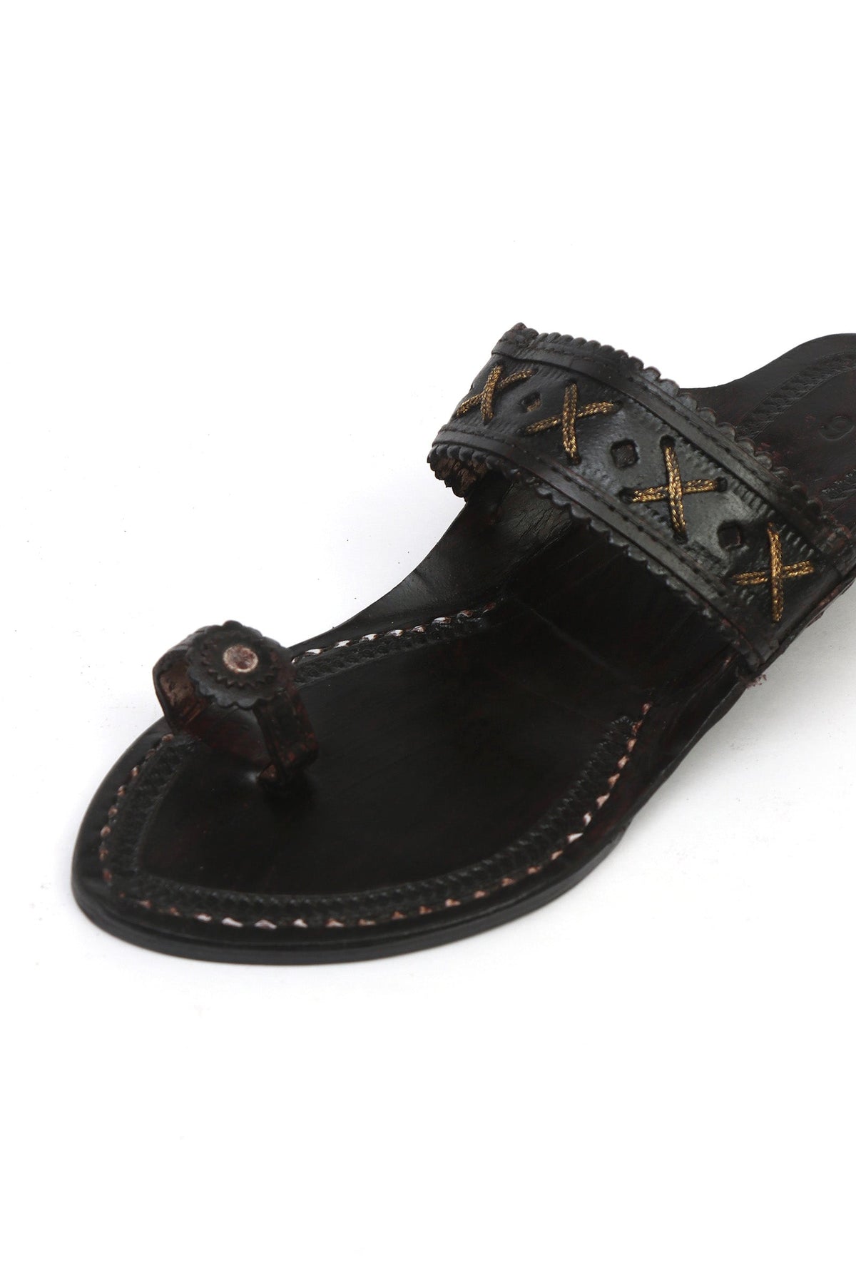 Chandralekha Gold Stitch Cruelty-Free Genuine Leather Kolhapuri サイズ EU39