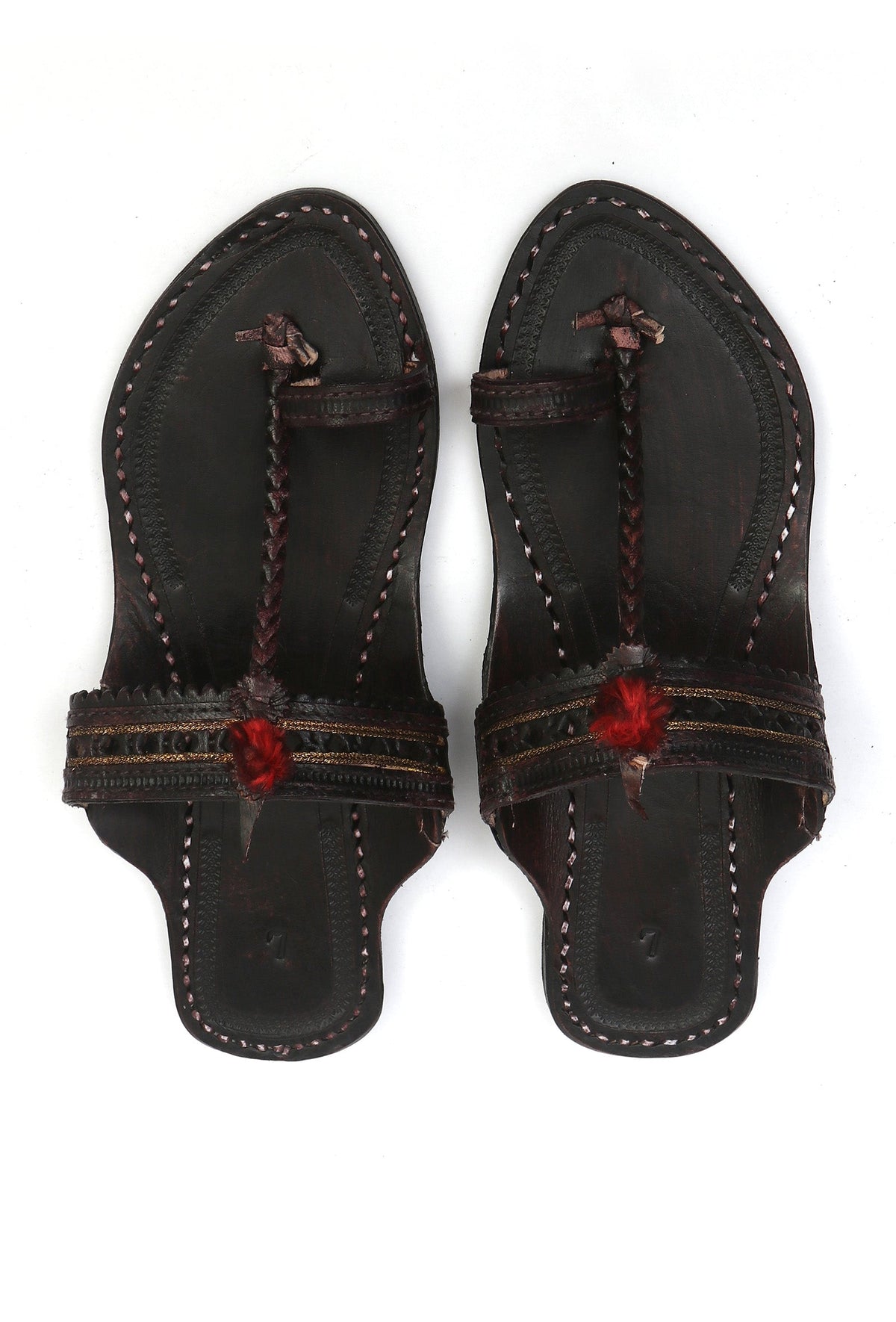 Vanika Tassel Toe-Ring Cruelty-Free Genuine Leather Kolhapur Flats サイズ EU38