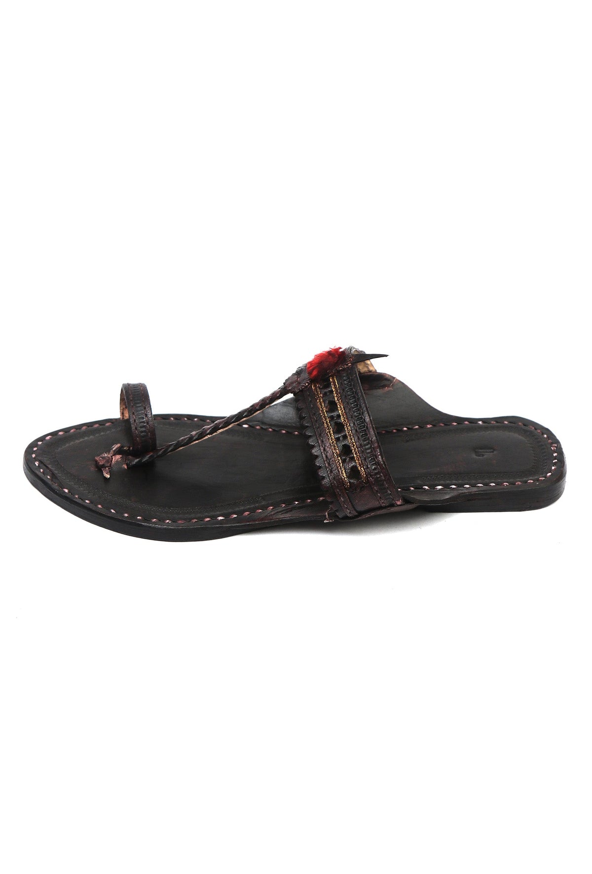 Vanika Tassel Toe-Ring Cruelty-Free Genuine Leather Kolhapur Flats サイズ EU39