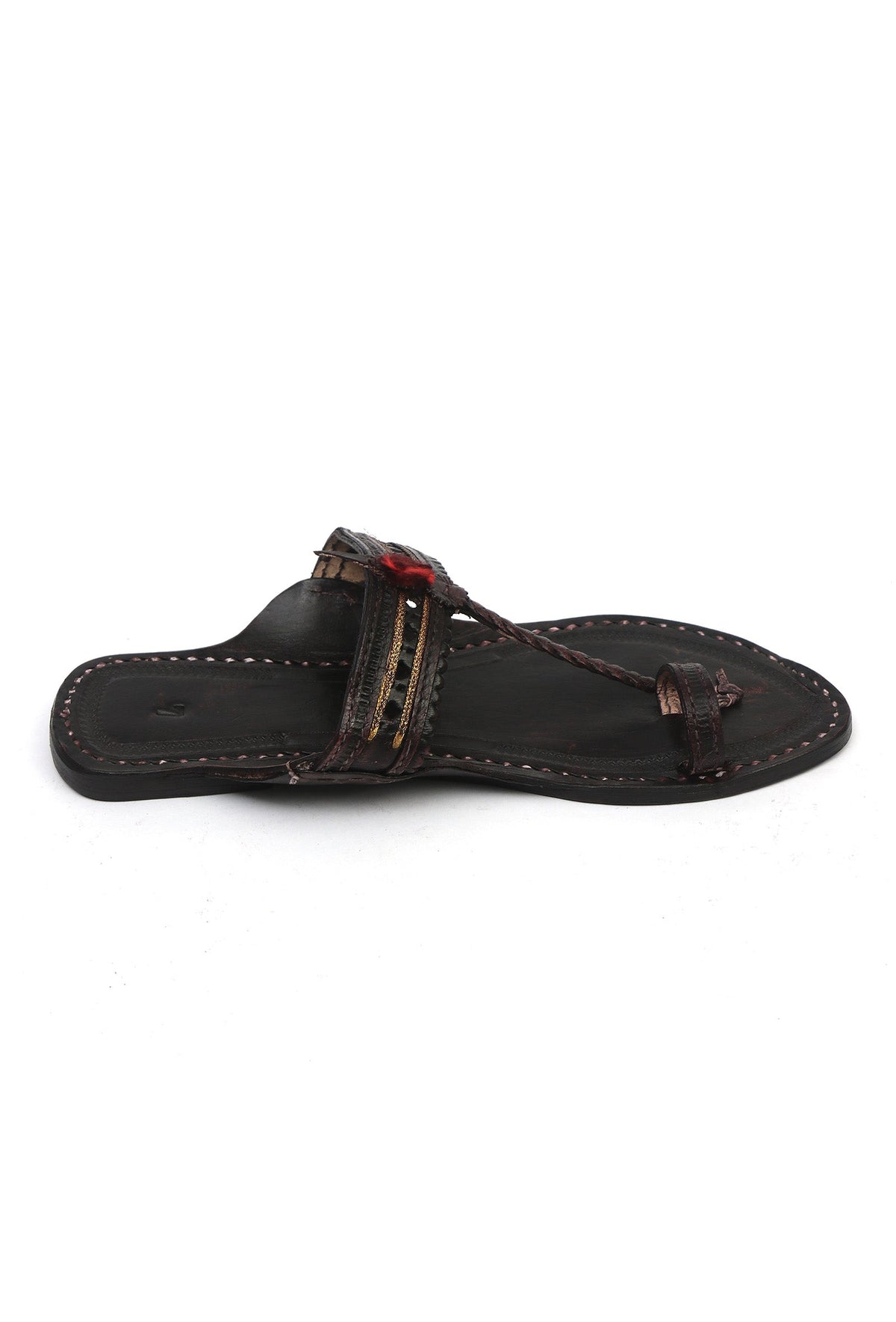 Vanika Tassel Toe-Ring Cruelty-Free Genuine Leather Kolhapur Flats サイズ EU39