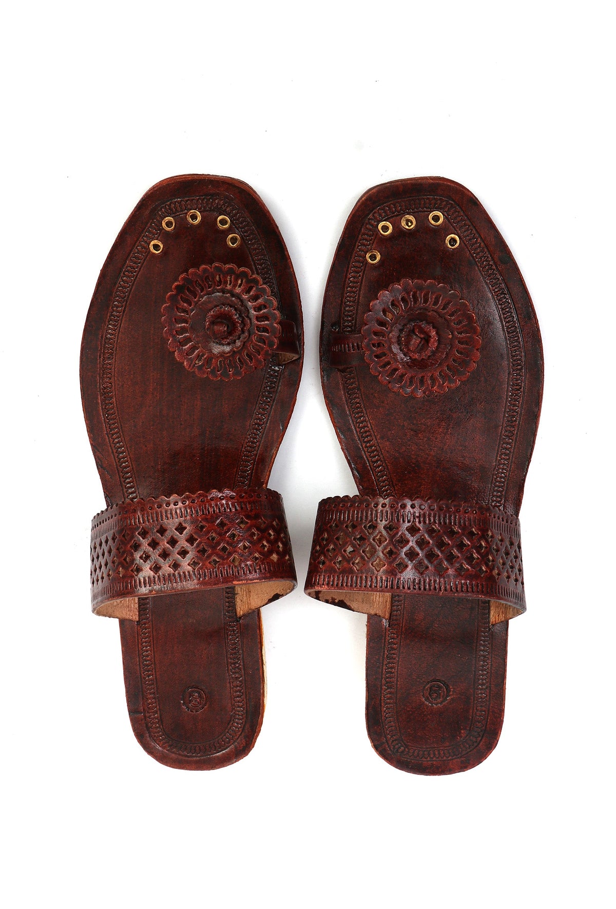 Vrinda Earthy Brown Cruelty-Free Genuine Leather Kolhapuri Flats サイズ EU40