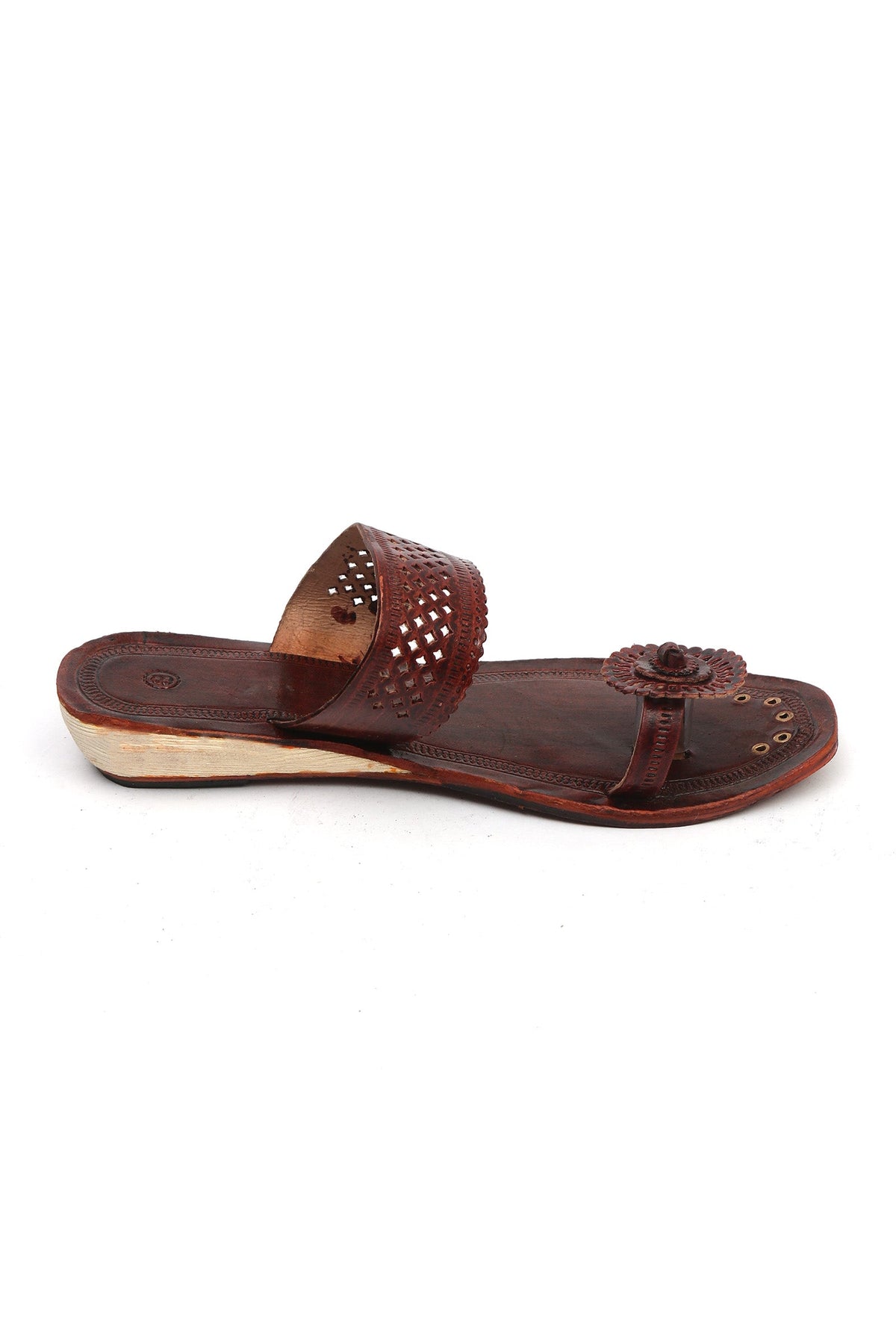 Vrinda Earthy Brown Cruelty-Free Genuine Leather Kolhapuri Flats サイズ EU40