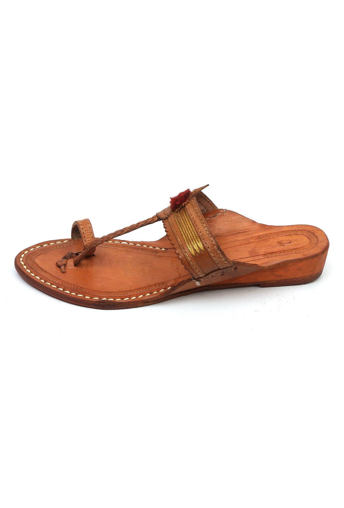 Saanjh Golden Strap Cruelty-Free Leather Kolhapuri Chappals サイズ EU41