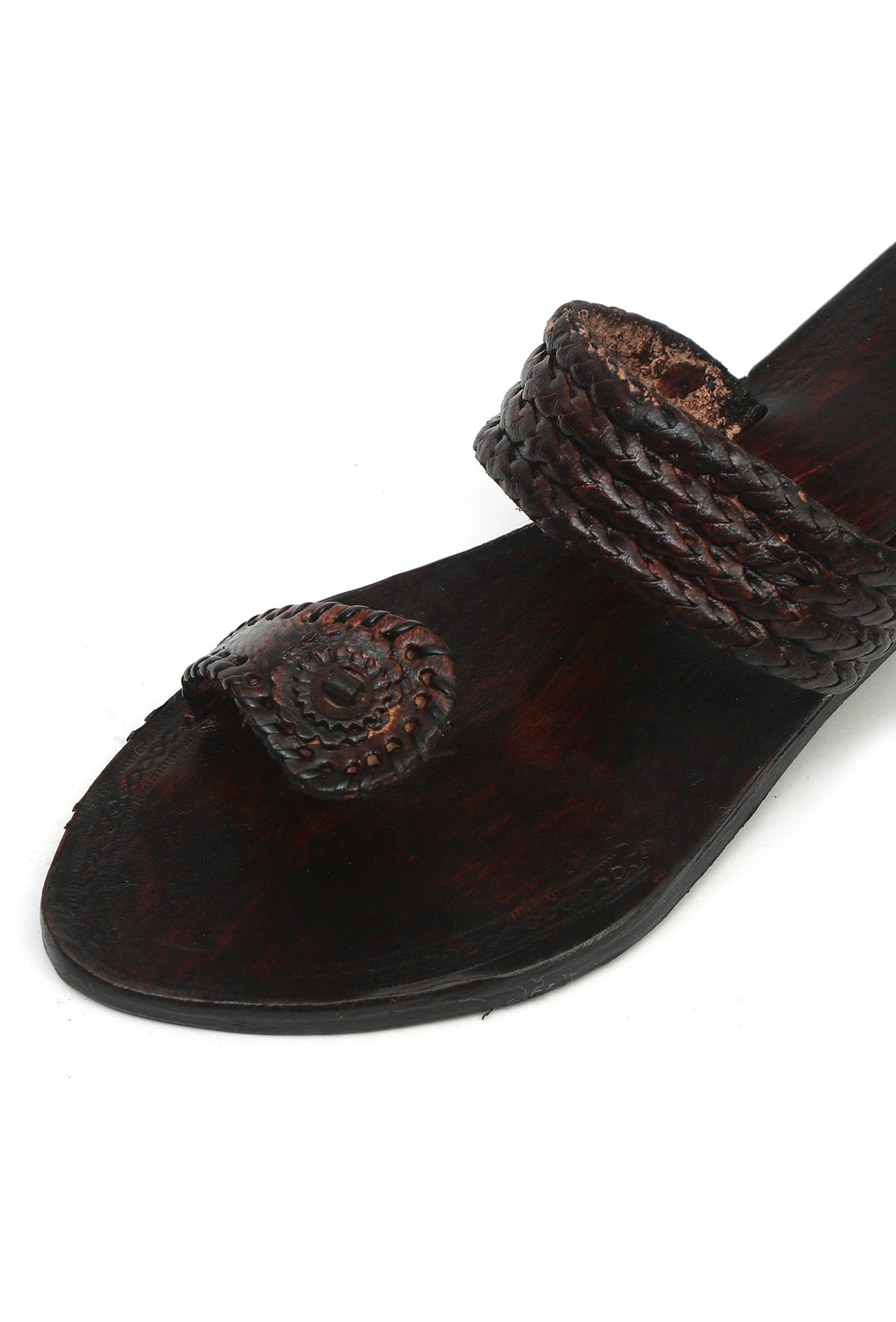 Neerja Braided Toe-Ring Cruelty-Free Genuine Leather Kolhapuri サイズ EU43