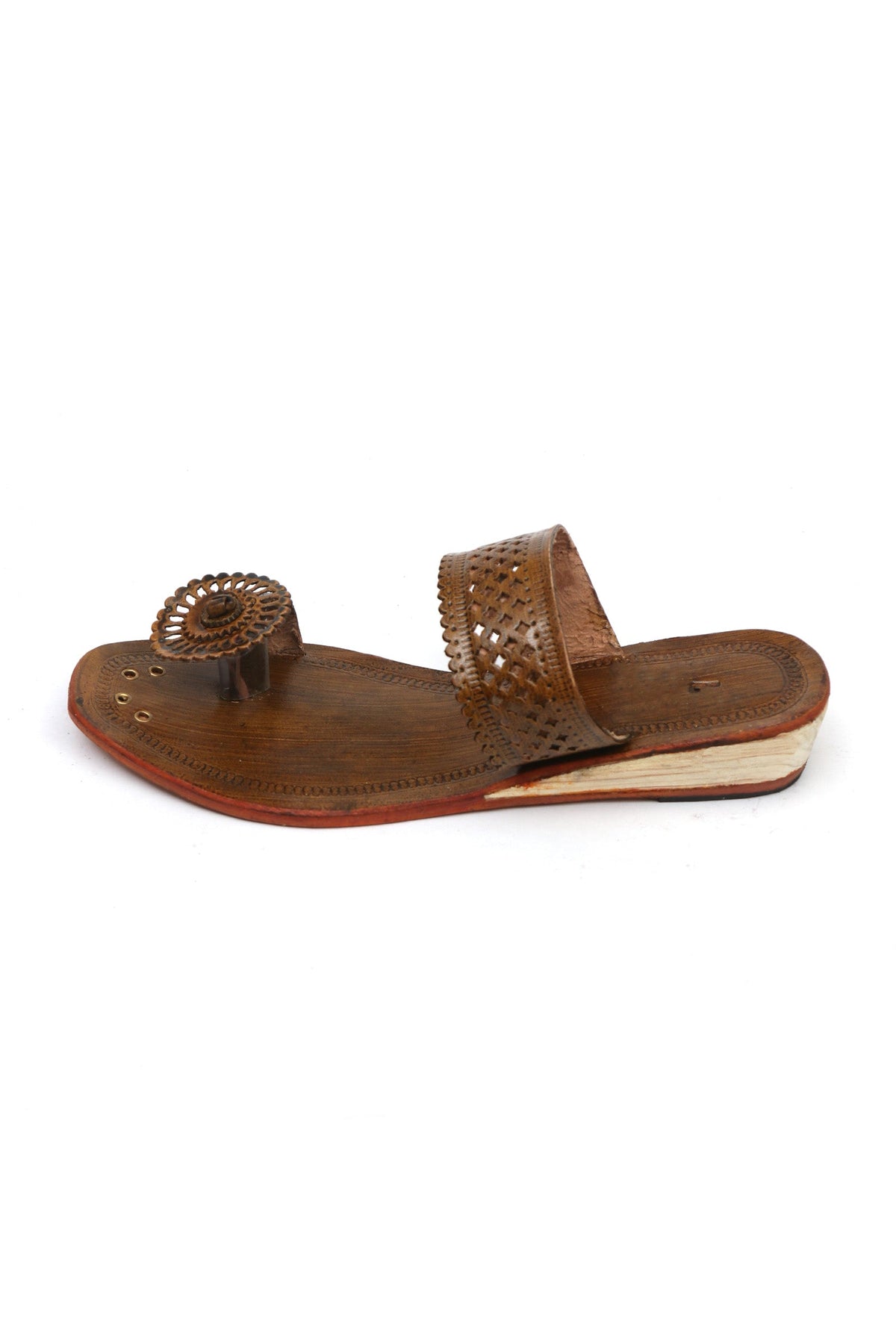 Madhuban Floral Toe-Ring Cruelty-Free Genuine Leather Kolhapuri サイズ EU40