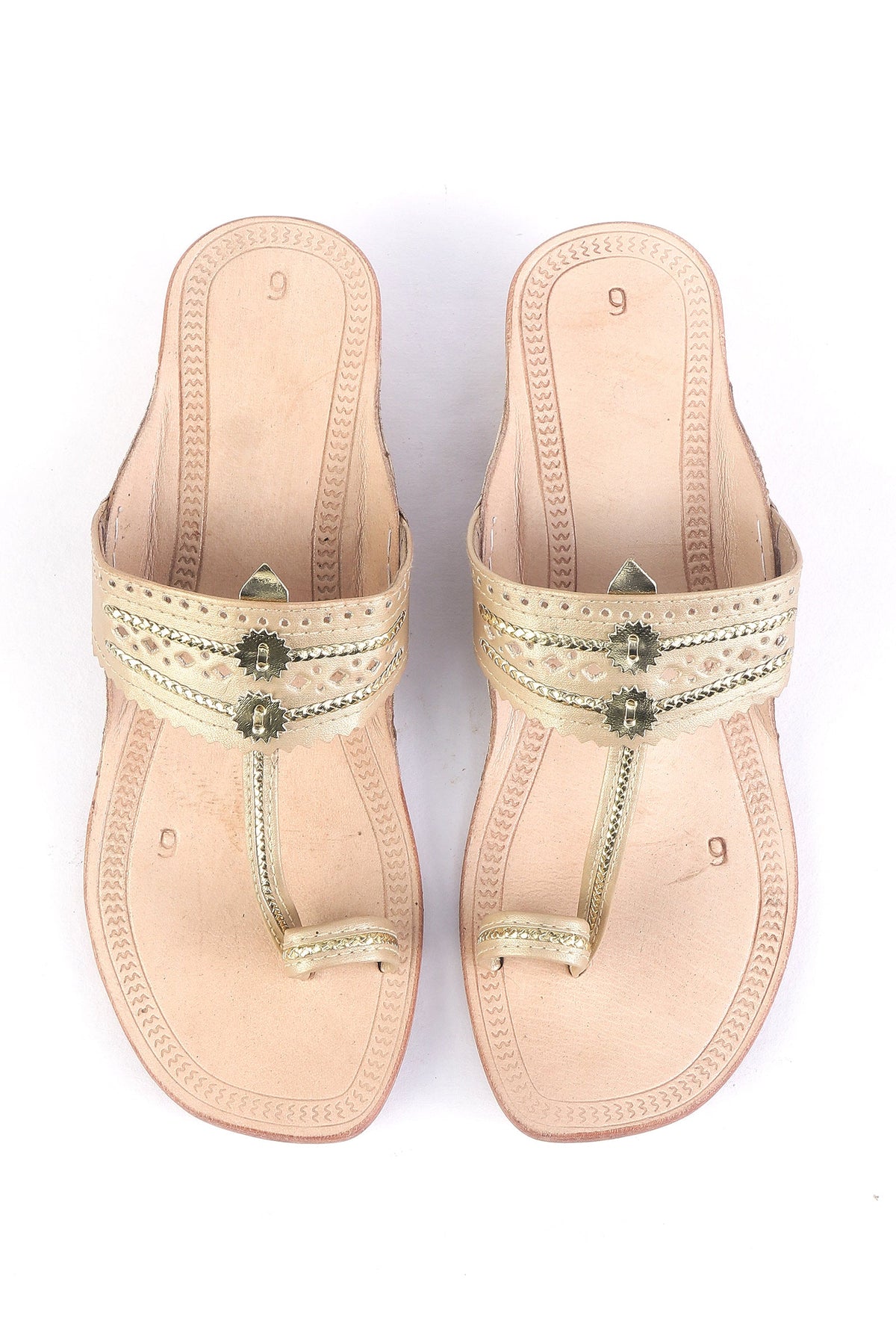 Handcrafted Kolhapuri Toe-Loop Genuine Cruelty-Free Leather Sandals サイズ EU39