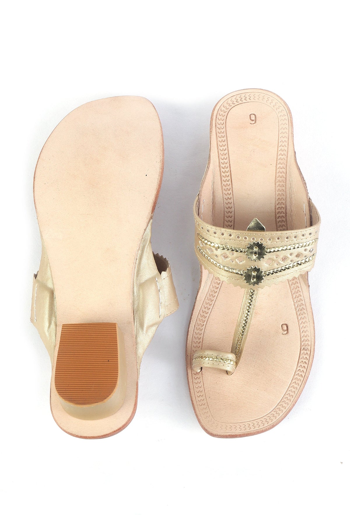 Handcrafted Kolhapuri Toe-Loop Genuine Cruelty-Free Leather Sandals サイズ EU38