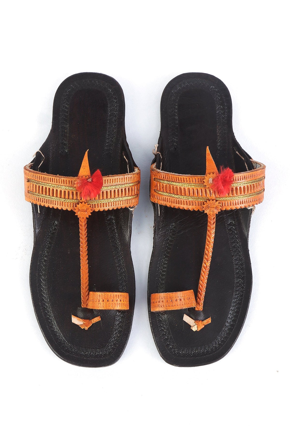 Ethnic Braided Strap Genuine Cruelty-Free Leather Kolhapuri Flats サイズ EU40