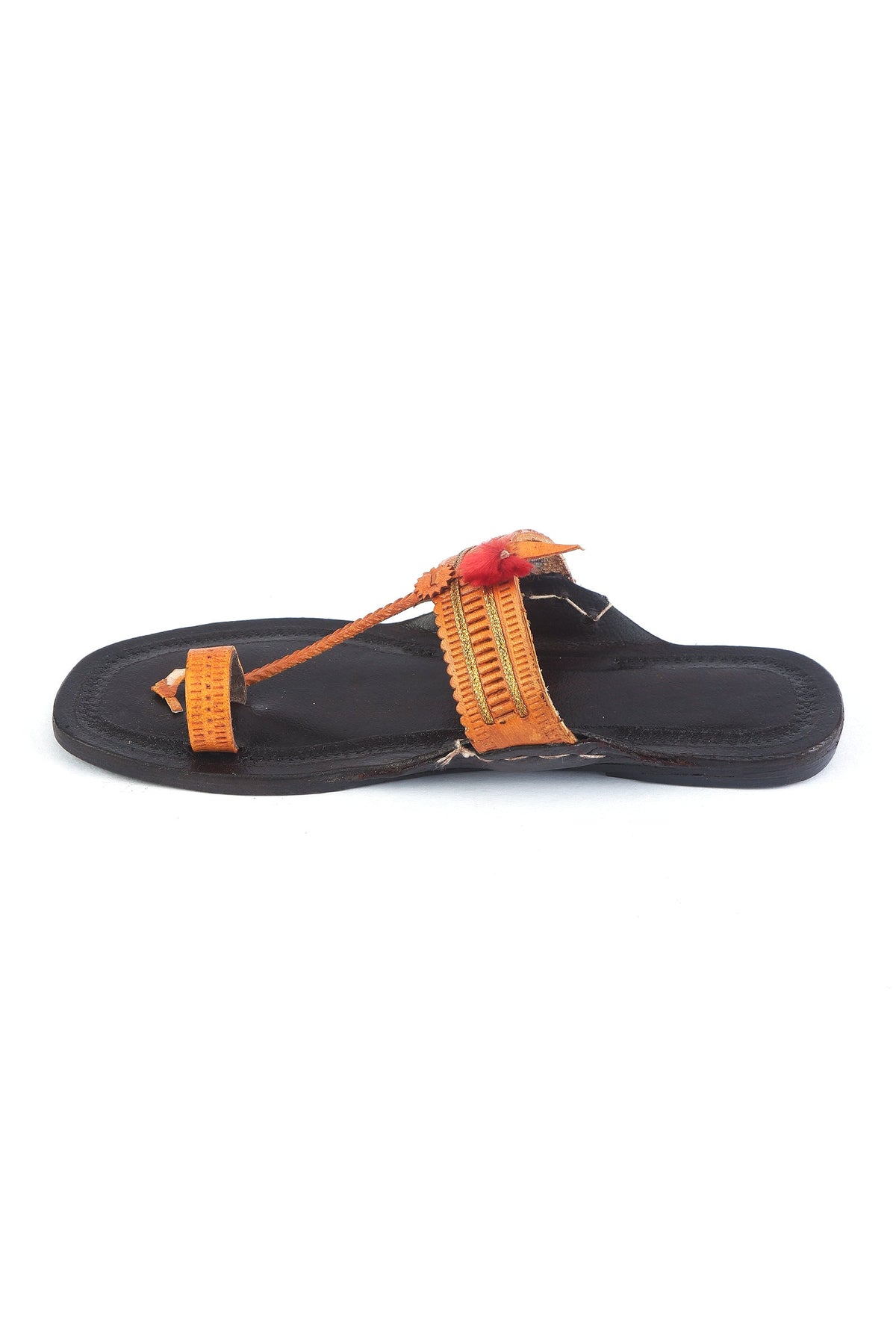 Ethnic Braided Strap Genuine Cruelty-Free Leather Kolhapuri Flats サイズ EU38