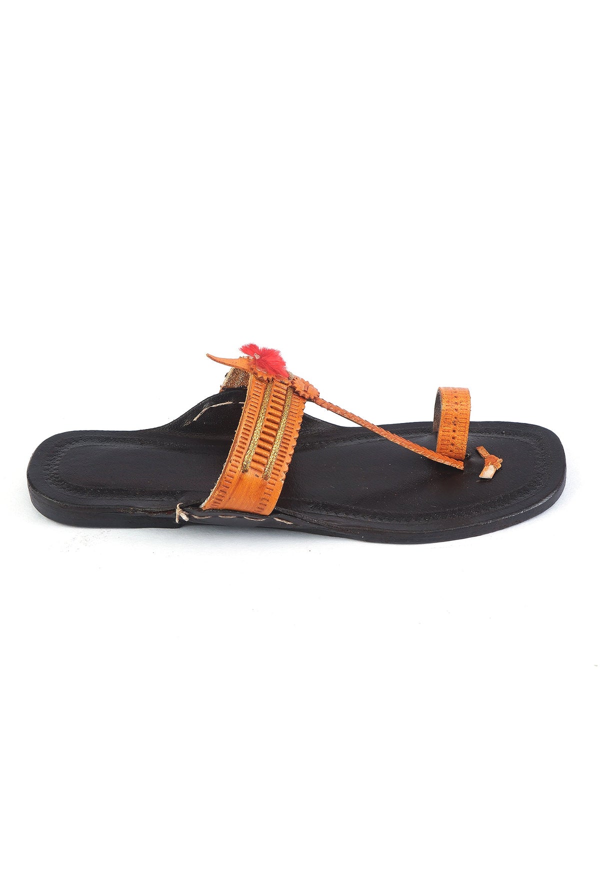 Ethnic Braided Strap Genuine Cruelty-Free Leather Kolhapuri Flats サイズ EU39