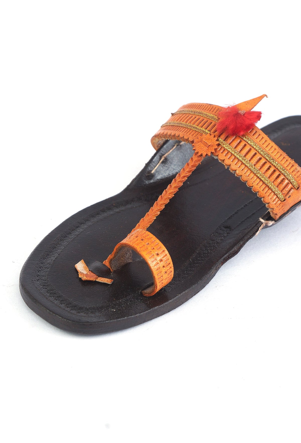 Ethnic Braided Strap Genuine Cruelty-Free Leather Kolhapuri Flats サイズ EU38